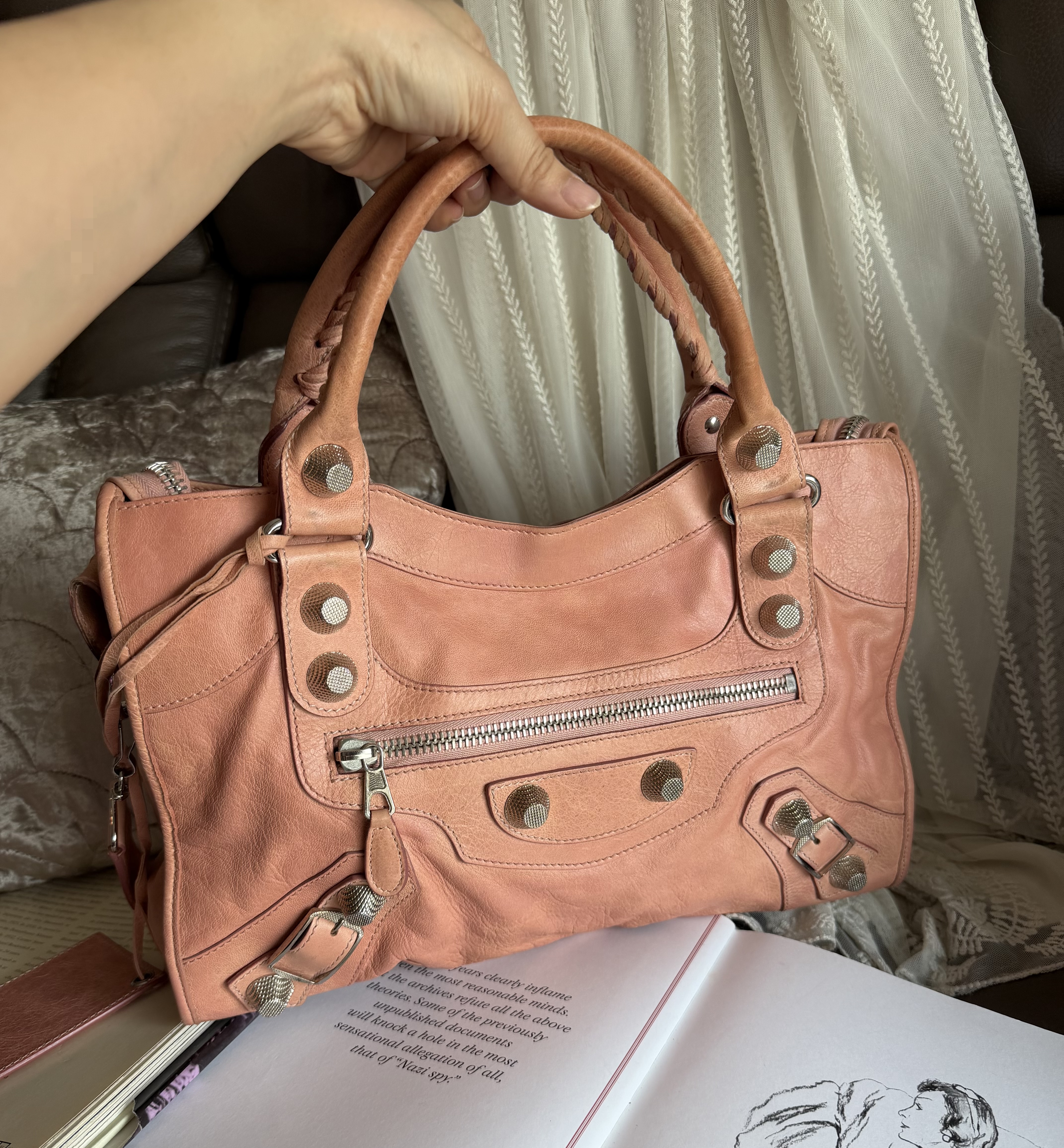 balenciaga Vieux Rose pink classic city giant 21 silver 銀大釘