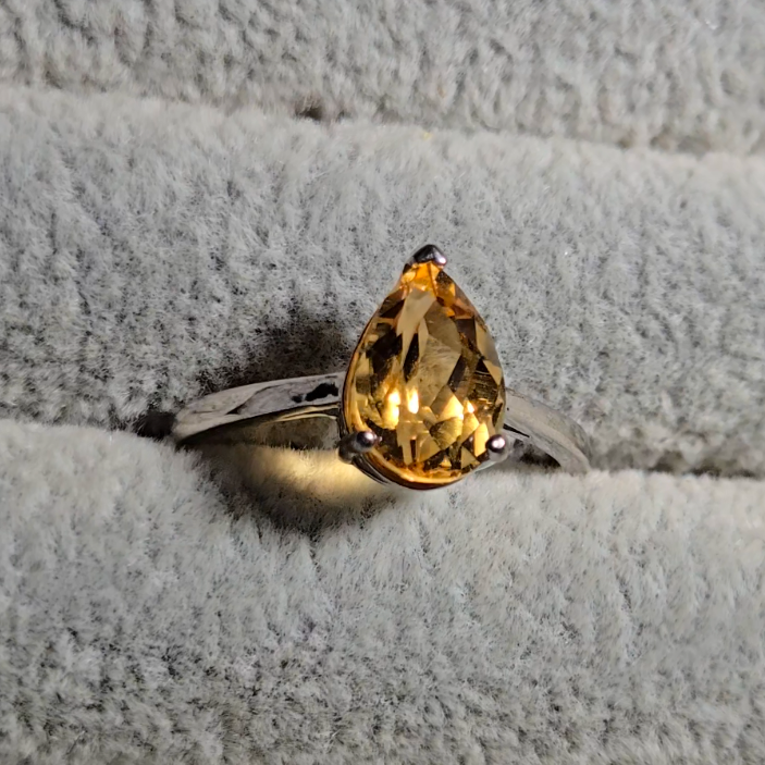 Gem-grade citrine ring in adjustable sterling silver - CT177