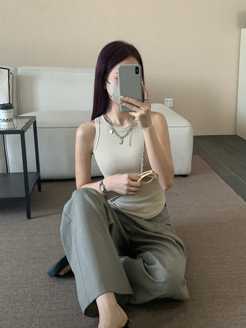 Plain Casual Tank Top 韩版休闲螺纹弹力背心（6 colours)