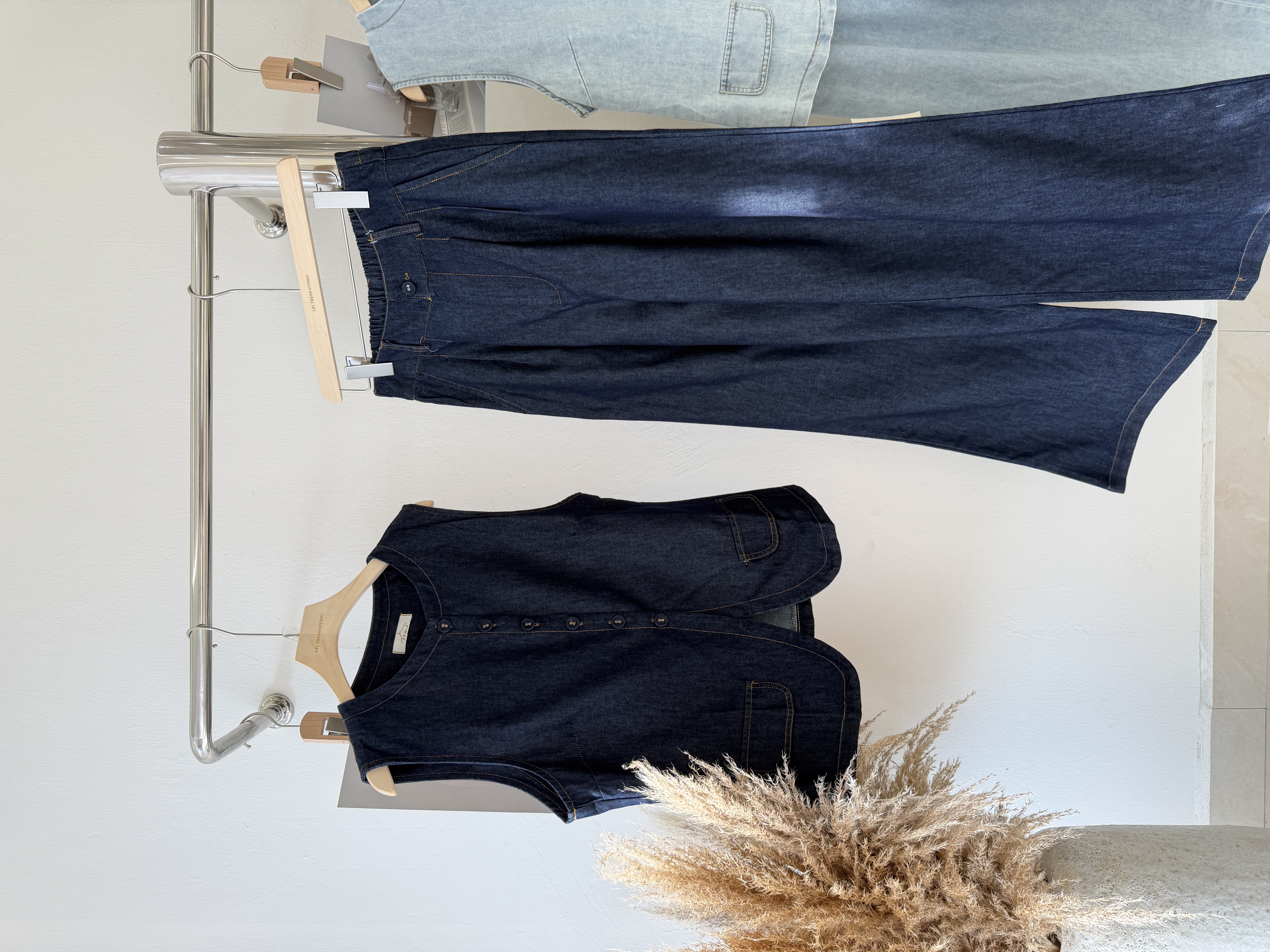 6518 老钱风气质牛仔套装