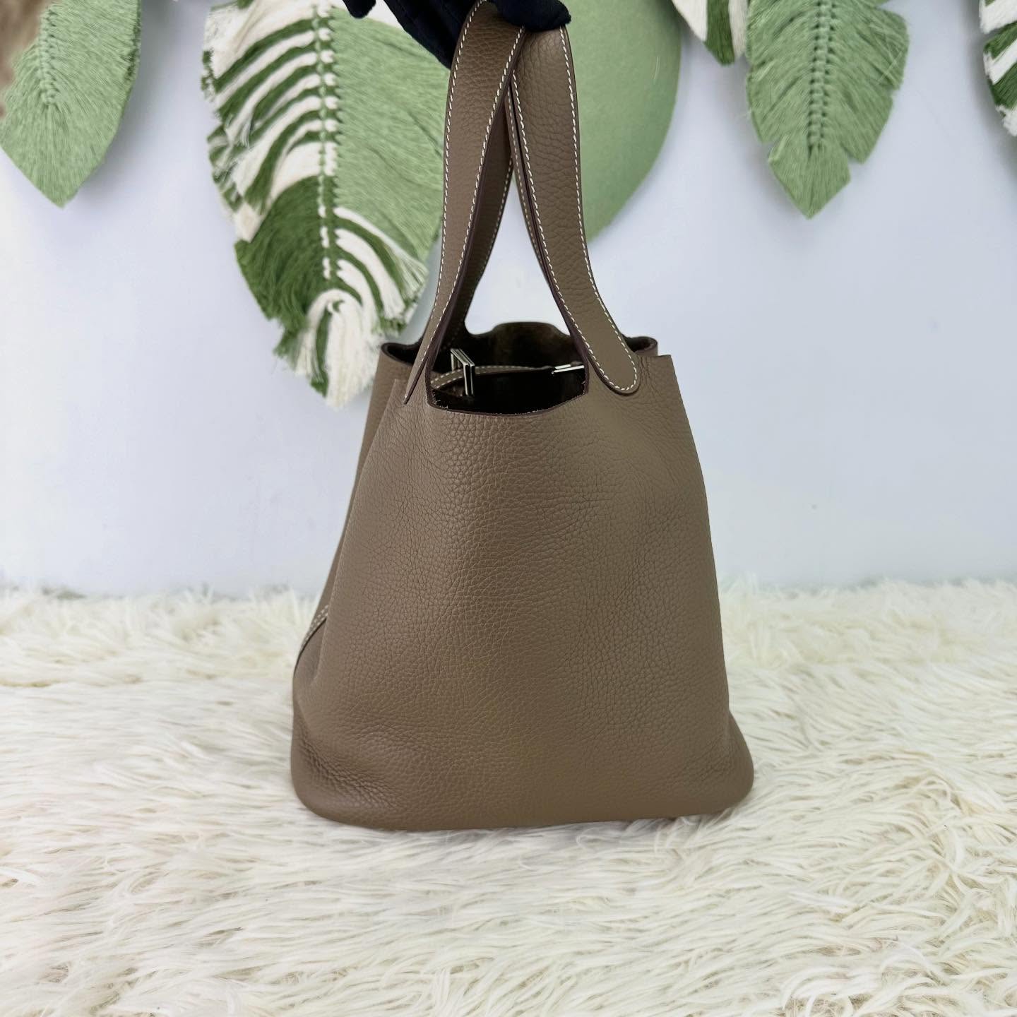 HERMES 🤍PRE OWNED PICOTIN 22 大象灰銀扣菜籃子 Y Stamp 全套有單🤎