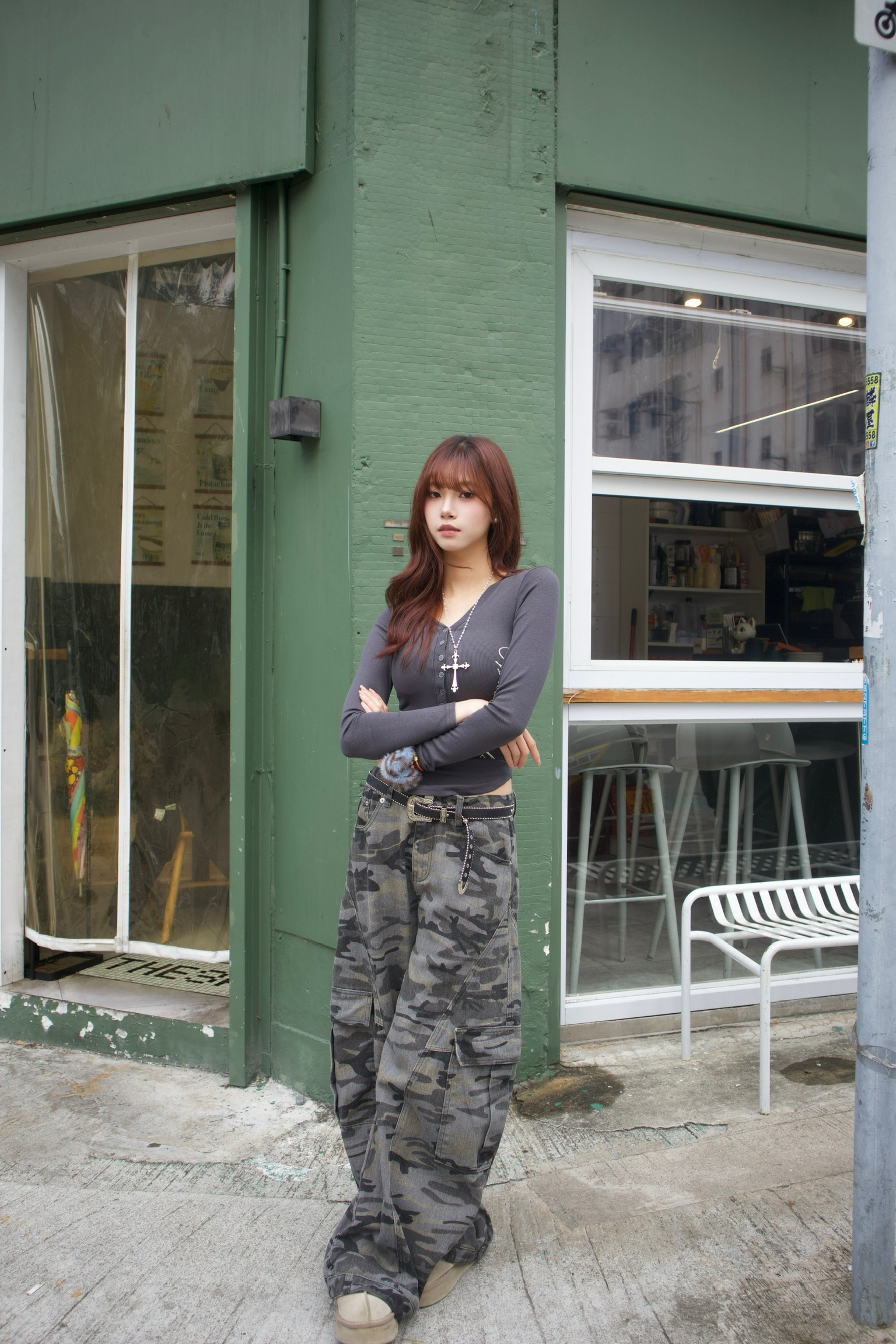 韓國新款迷彩彎刀工裝褲