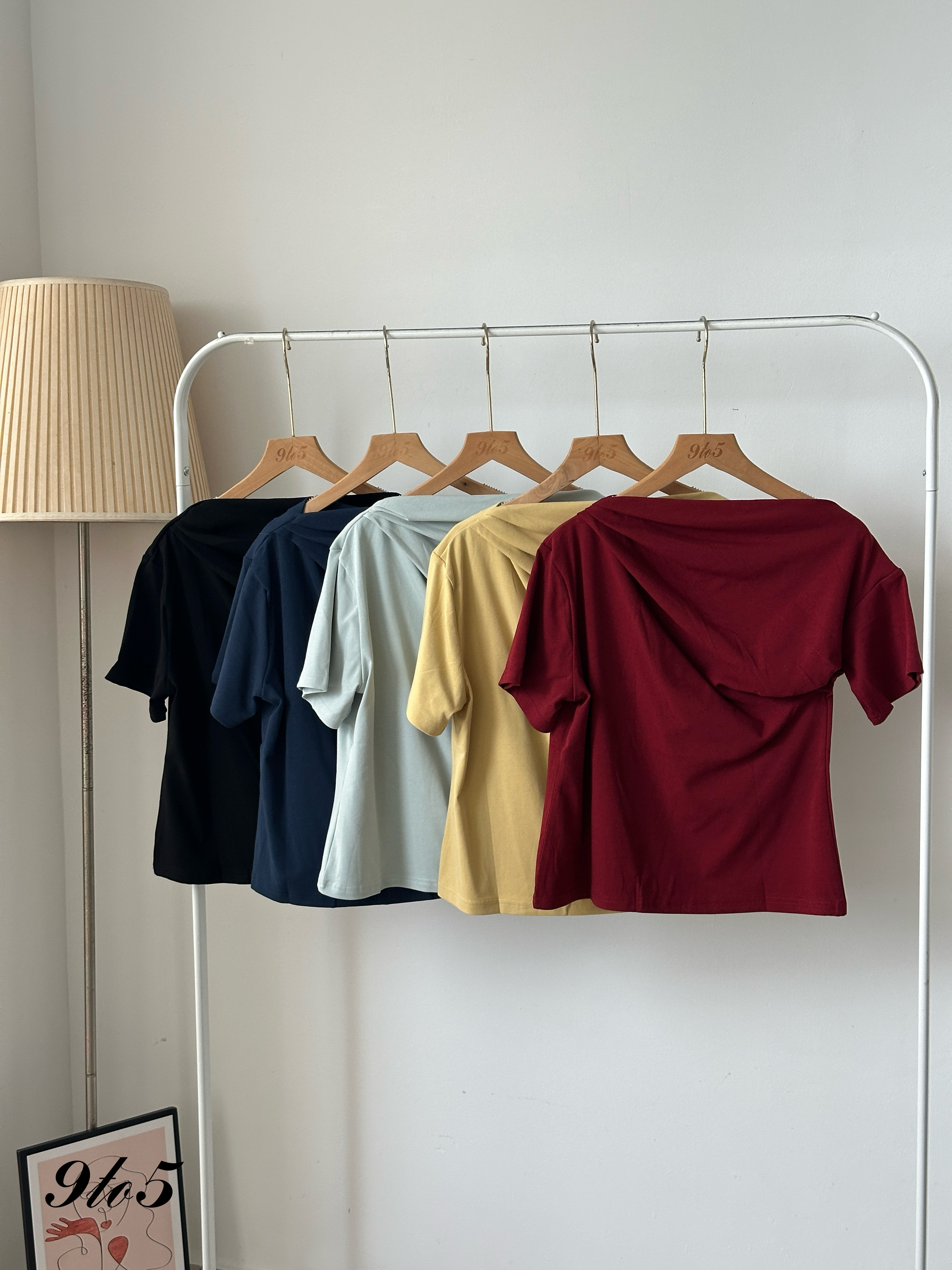 T3996 Mock Neck Ruched Top - 5 Colors