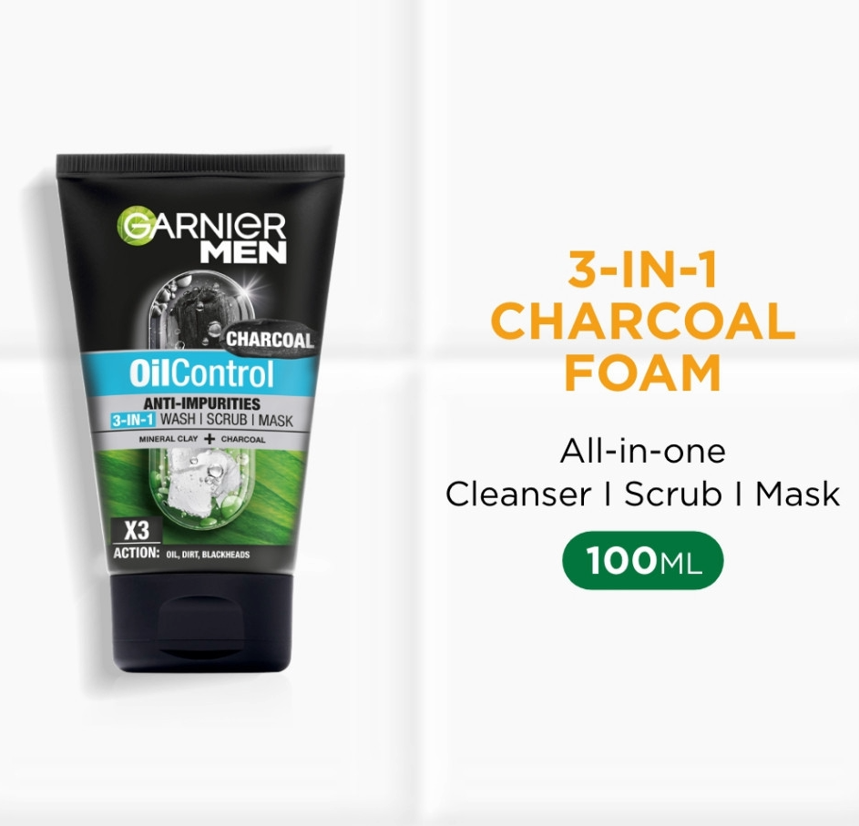 Garnier Men 100ml Oil Control 3-in-1 Charcoal Foam