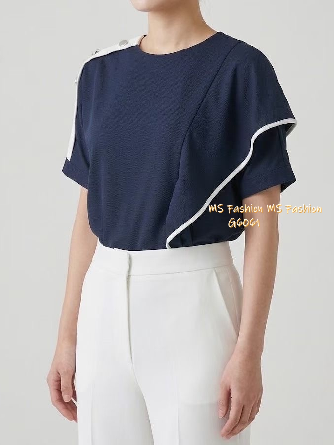 G6061 韓國🇰🇷靚料肩鈕ruffle top