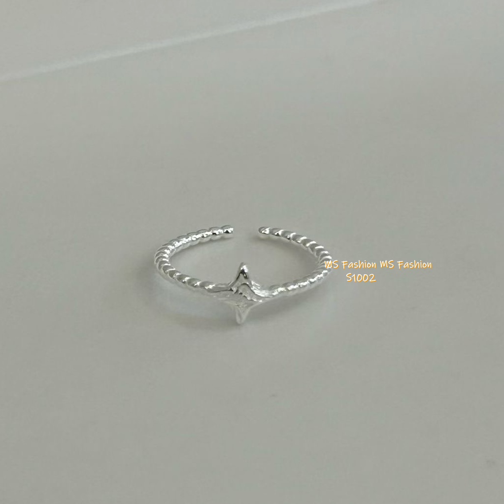 S1002 韓國🇰🇷S925純銀熔岩四芒星尾戒