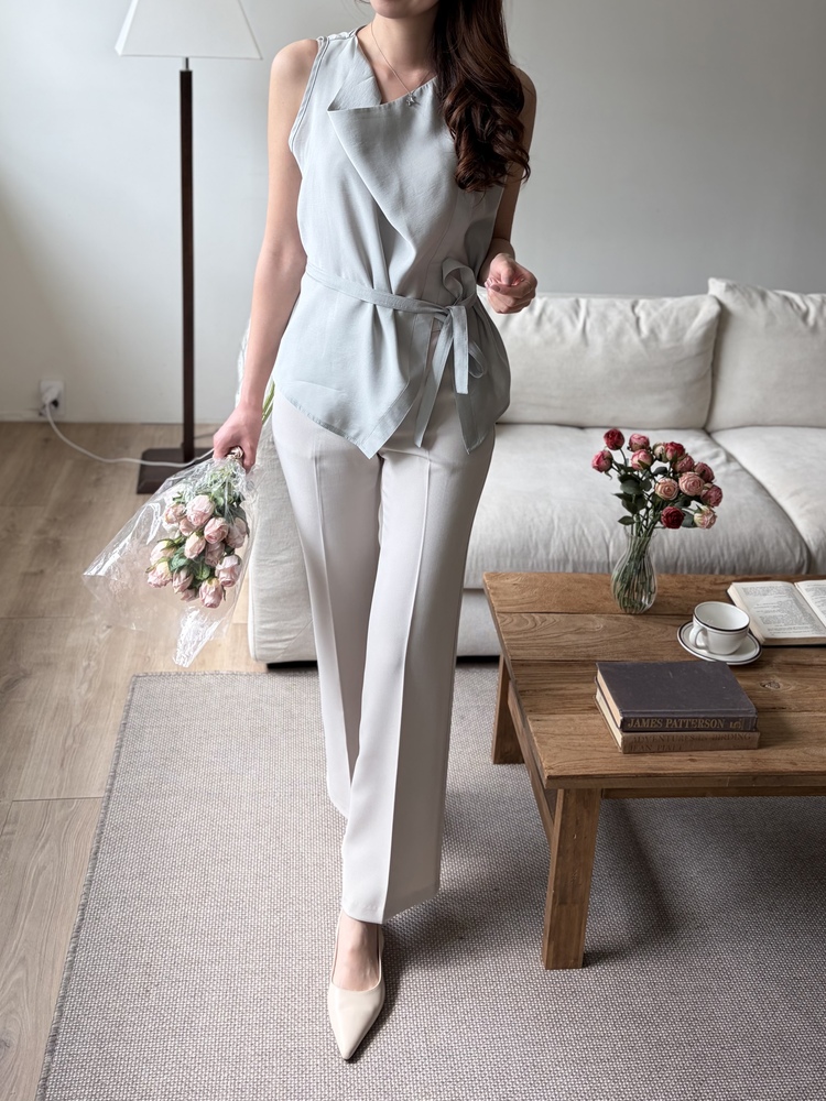 Camille Draped Wrap Blouse (Mint)