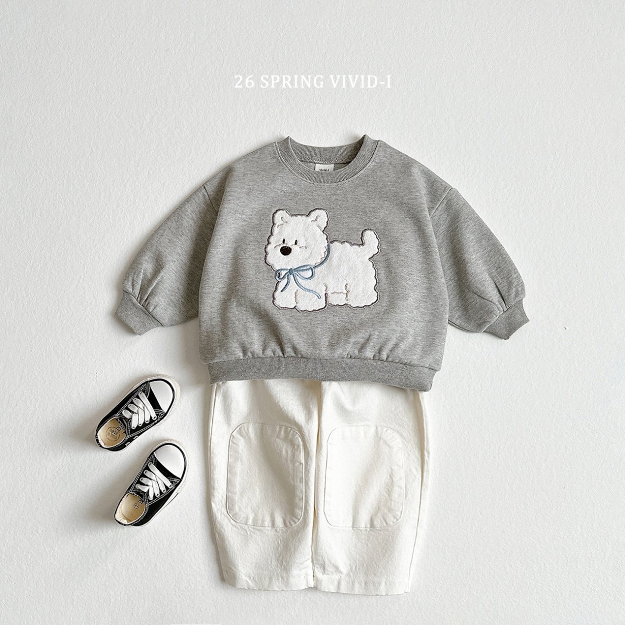 🌸預訂 韓國直送🌸🇰🇷VIVIDI三色動物刺繡貼花寬鬆衛衣