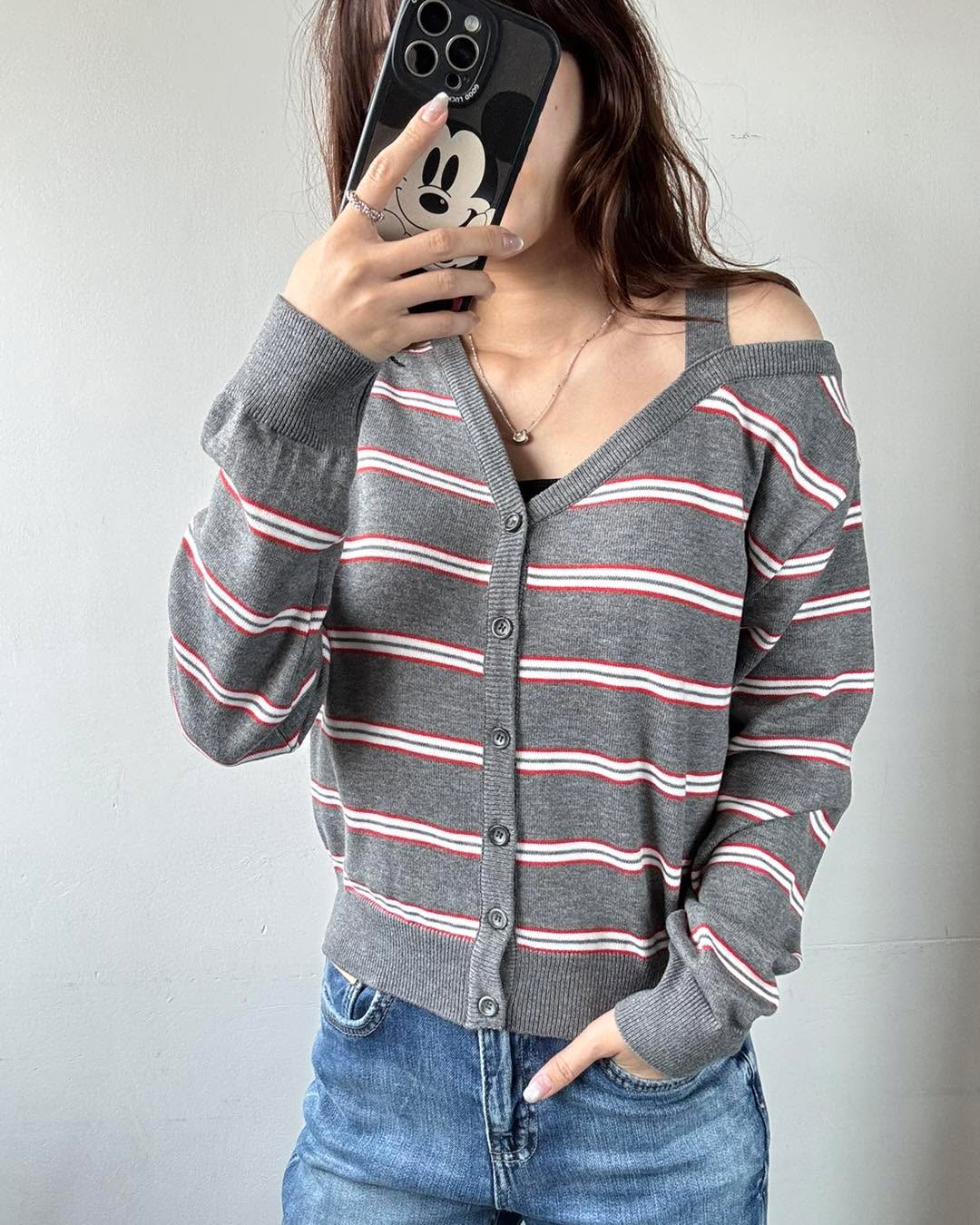 單肩露膊Cardigan 