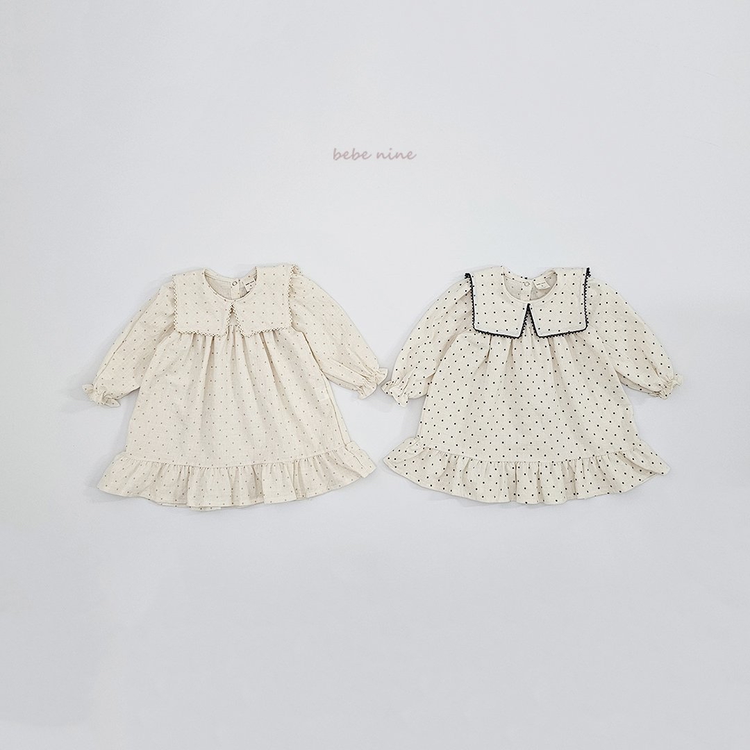 🌸預訂 韓國直送🌸🇰🇷Bebenine兩色方領波點荷葉邊長袖連身裙