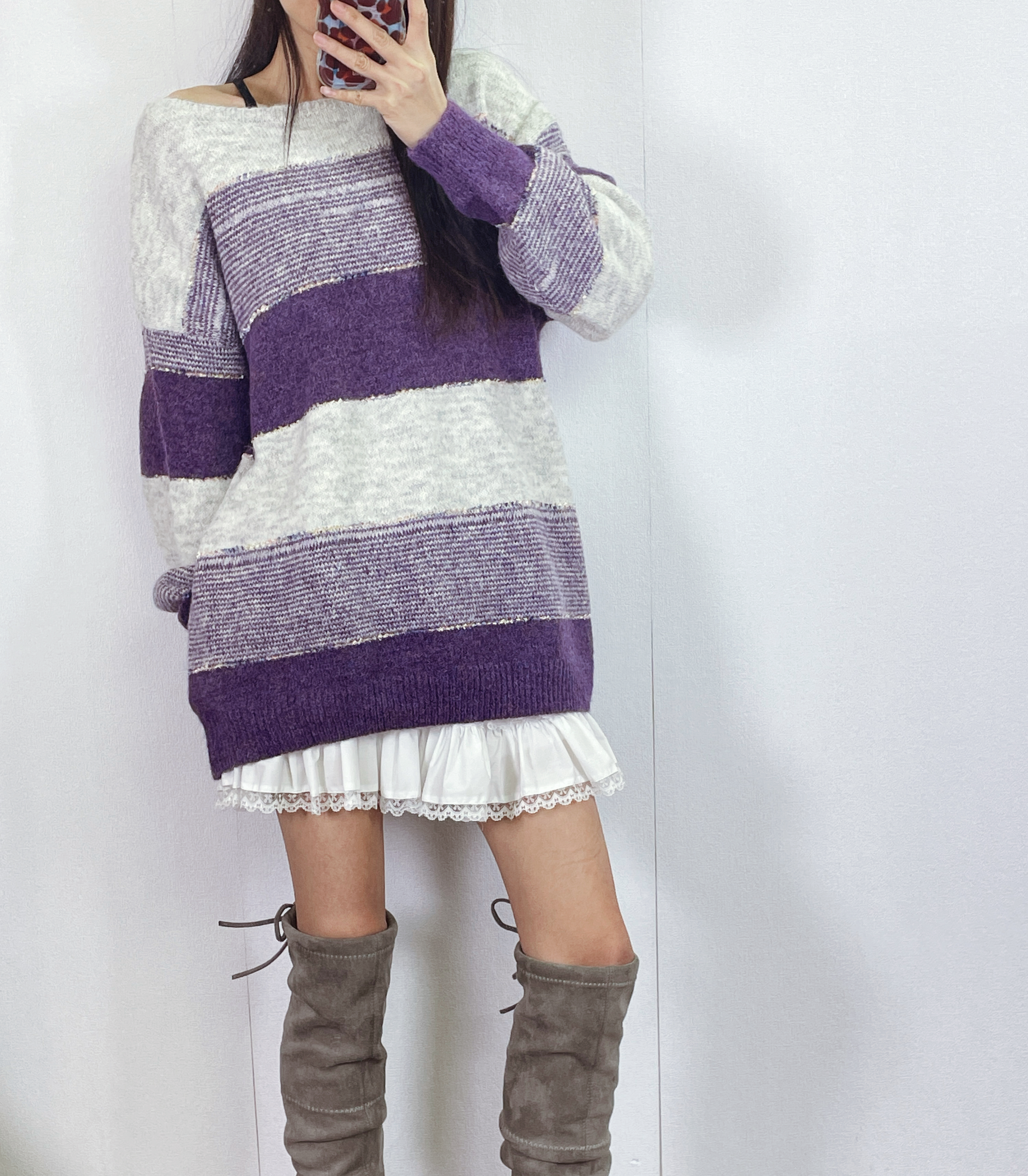 K5525 間色混線長身針織top