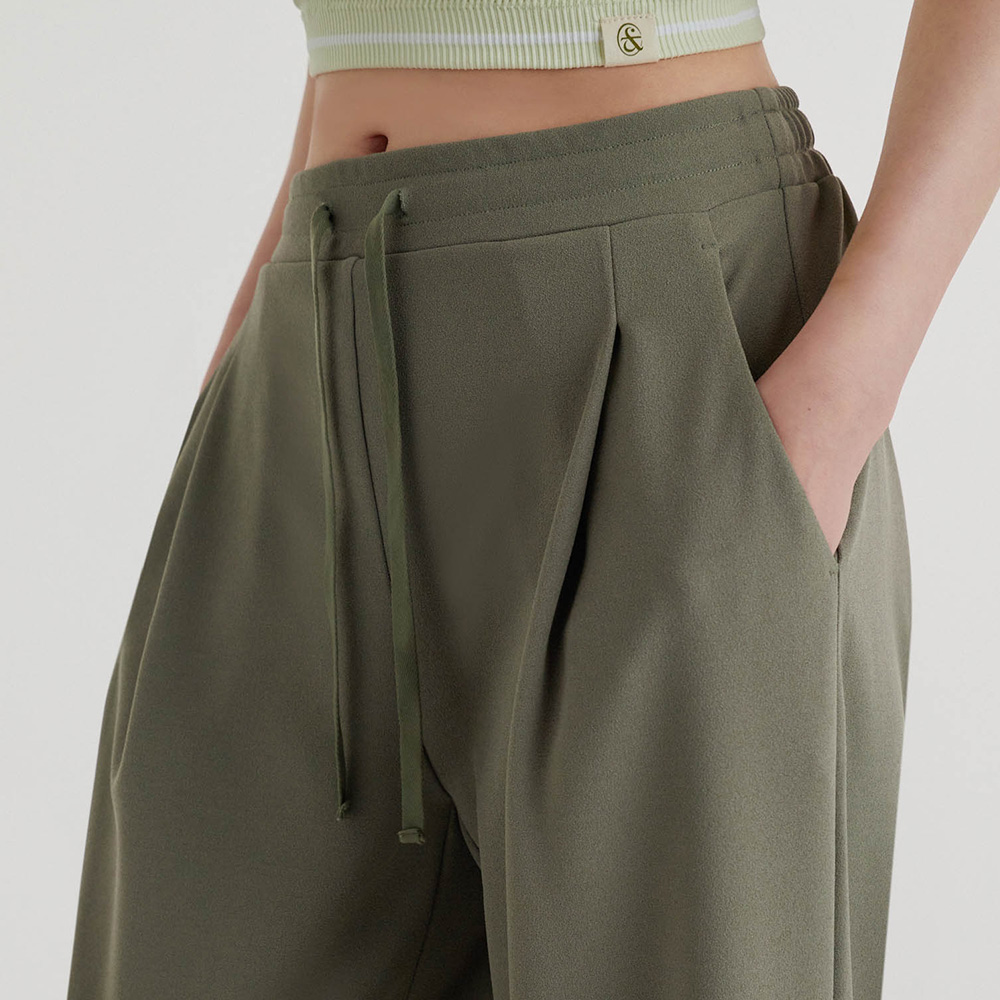 【返工去街街之選】預購_FFWSPT136 All Day Move String Semi-Wide Pants by front2line