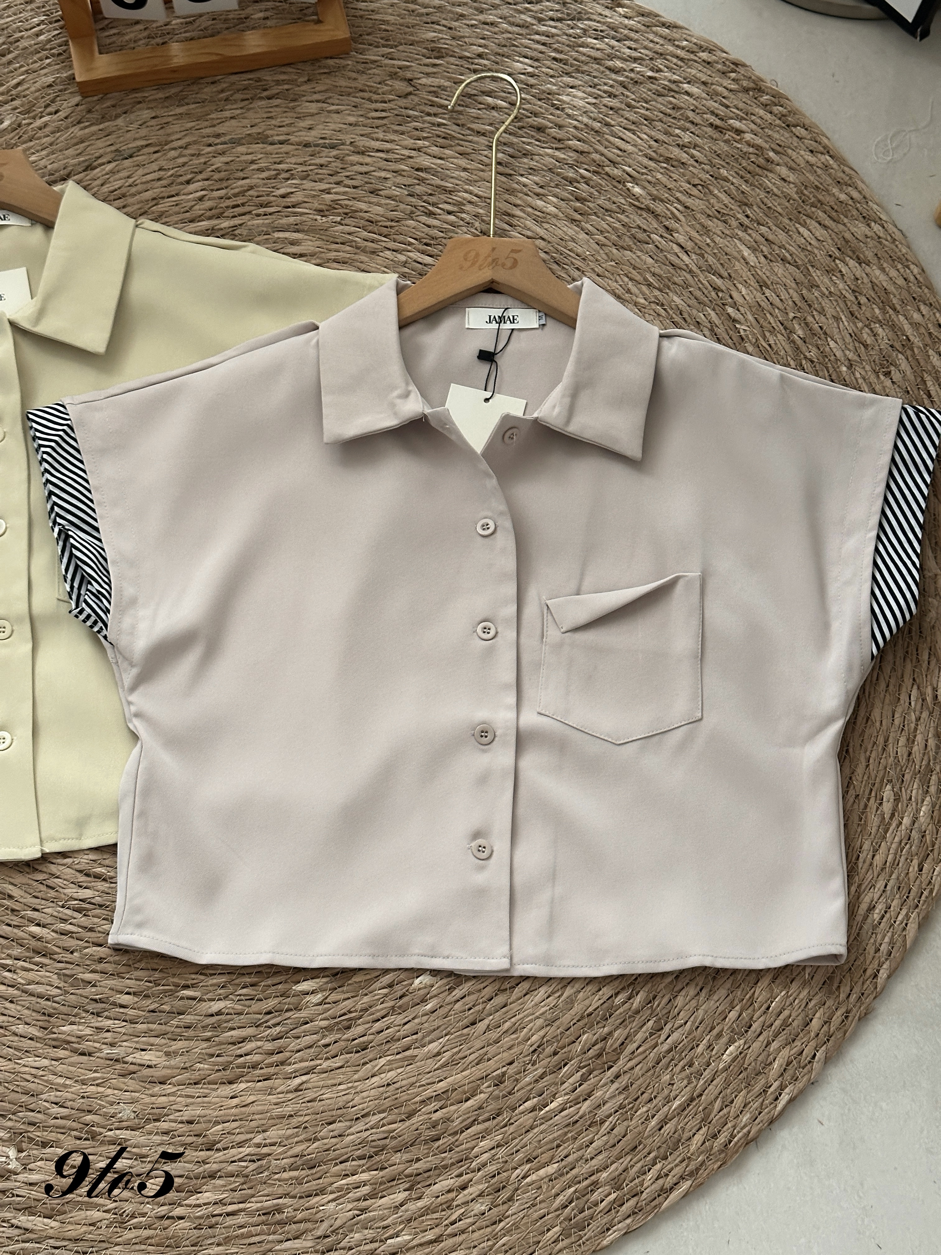 T4089 Butterfly Sleeve Crop Shirt - 3 Colors