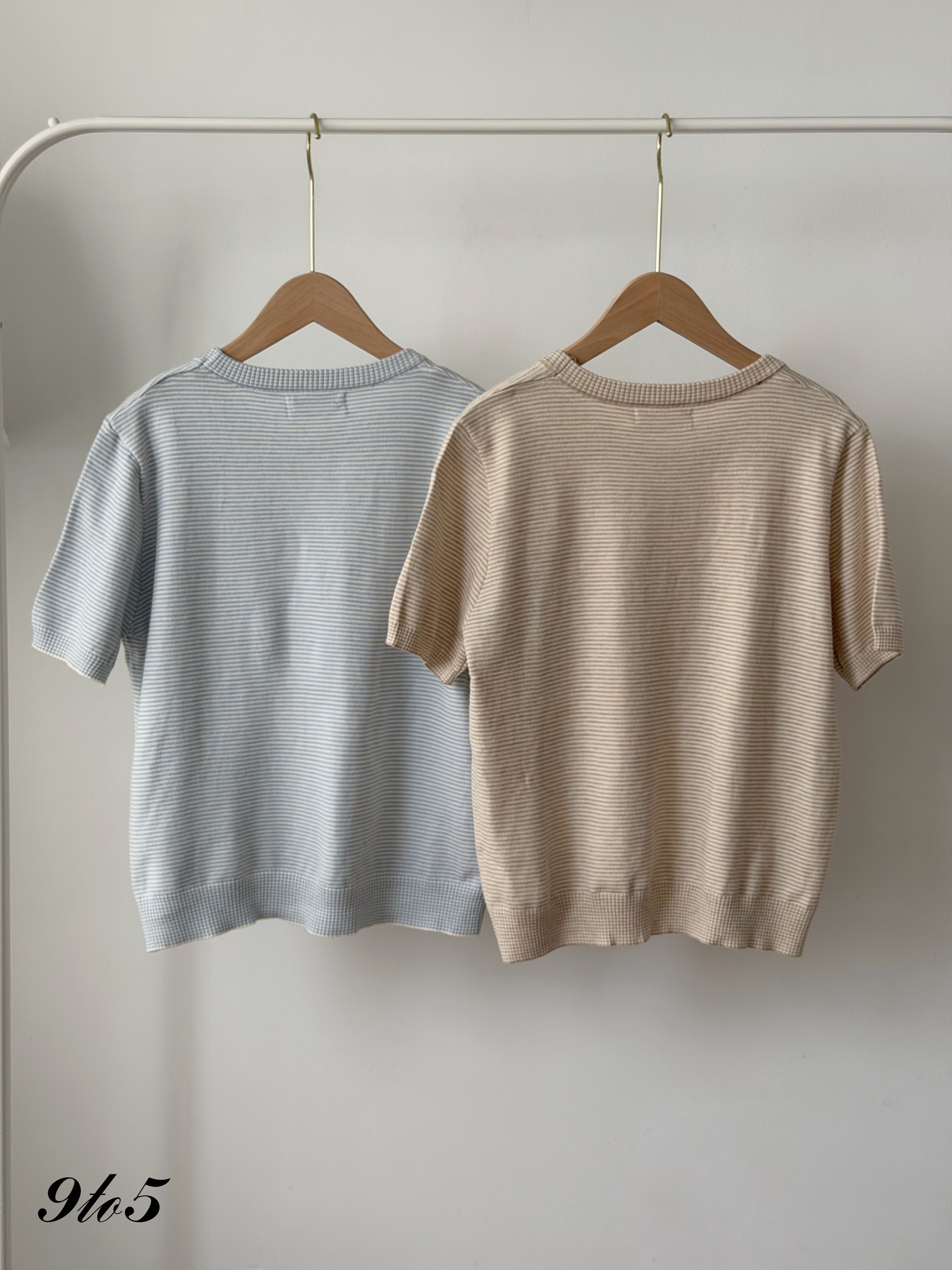 T4453 Round Neck Striped Knit Top - 4 Colors