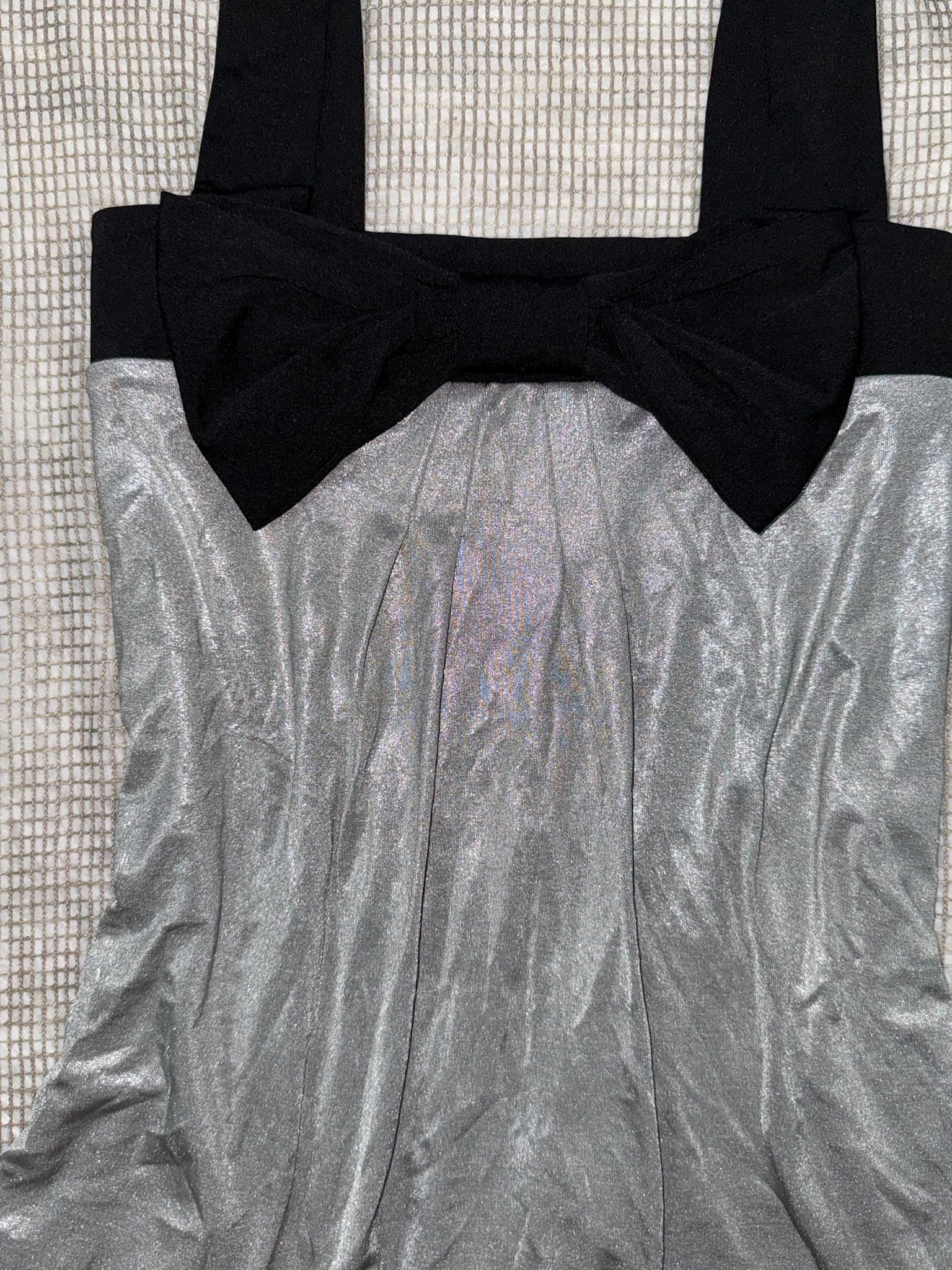 Silver Metallic Shimmer Tank Top with Big Bow