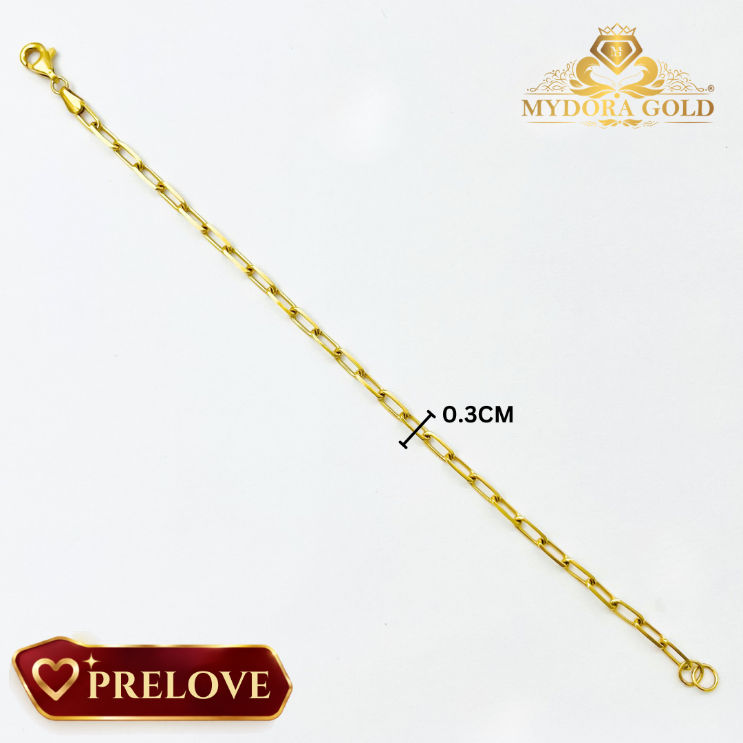 PRE-LOVE: Rantai Tangan Mini Paperclip Plain l EMAS 916/22K