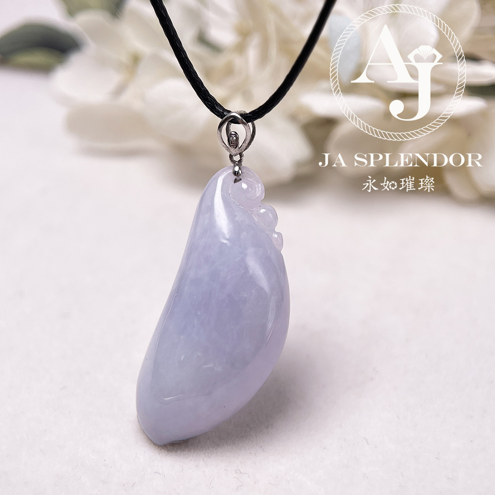 JNK-95 天然翡翠A玉 紫氣東來萬壽股果18K金吊墜