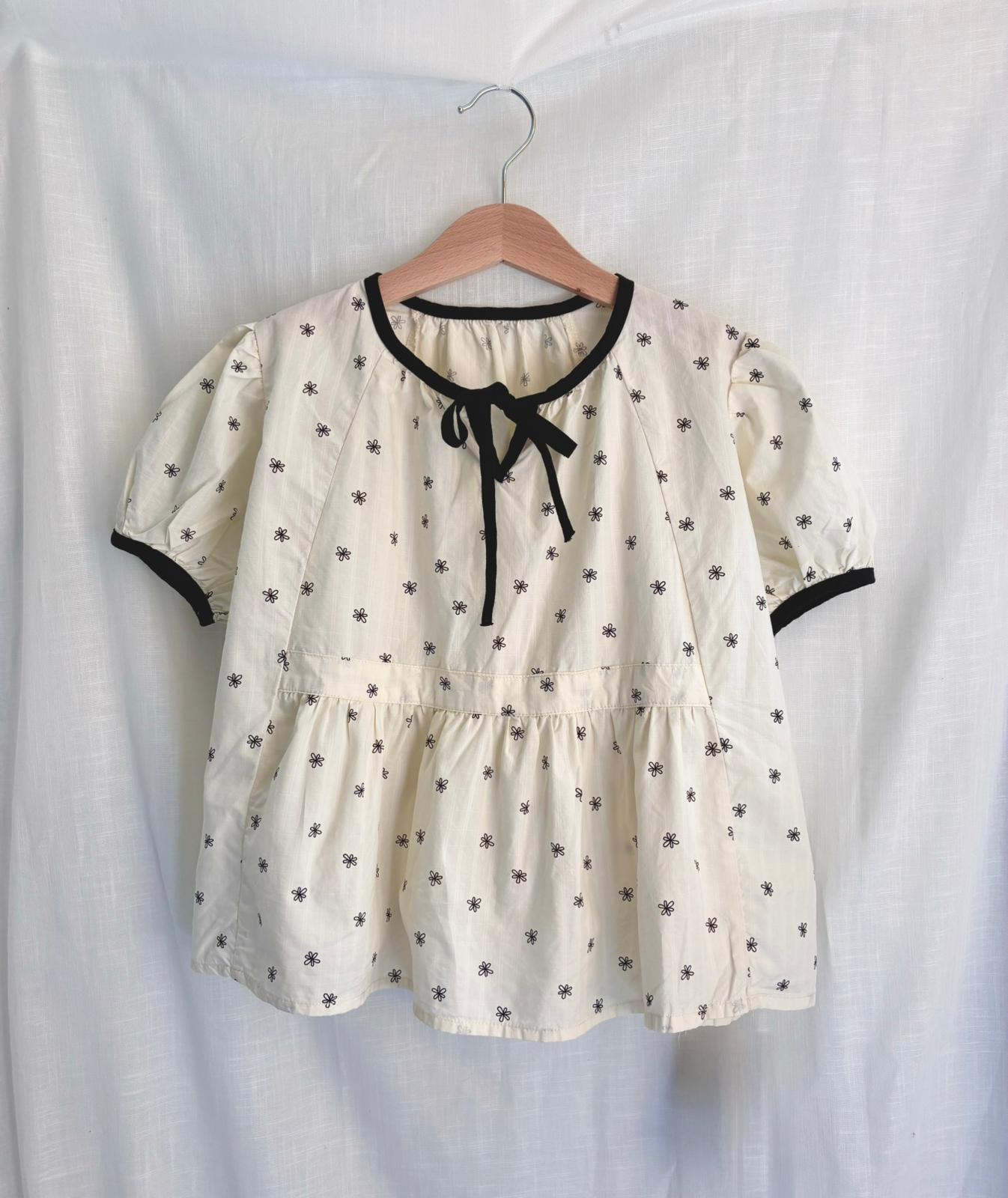 撞色领碎花娃娃衫YX25170