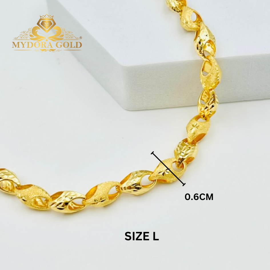 MYDORA Rantai Tangan Siput Pahat Pasir l EMAS 916/22K