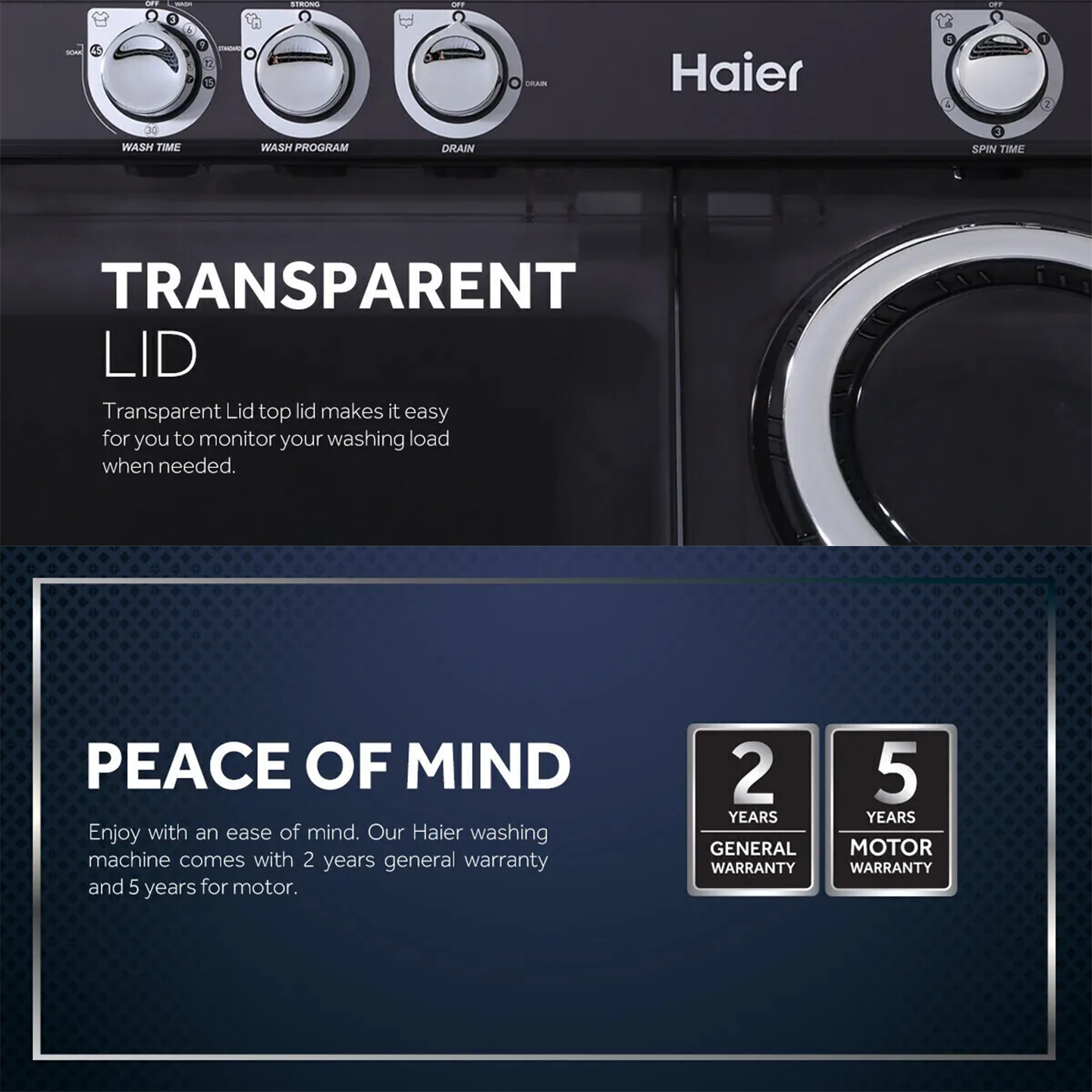 Haier 15kg Semi-Auto Washing Machine (HWM150-M186)