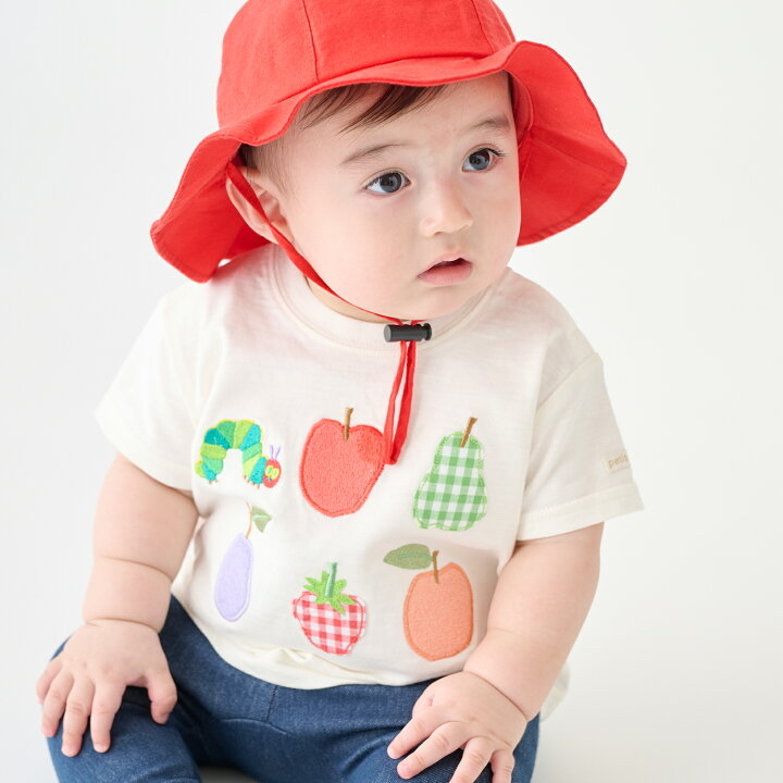 🇯🇵預訂 日本直送🇯🇵Petit Main x 好餓的毛毛蟲系列兩色水果刺繡貼花短袖T恤