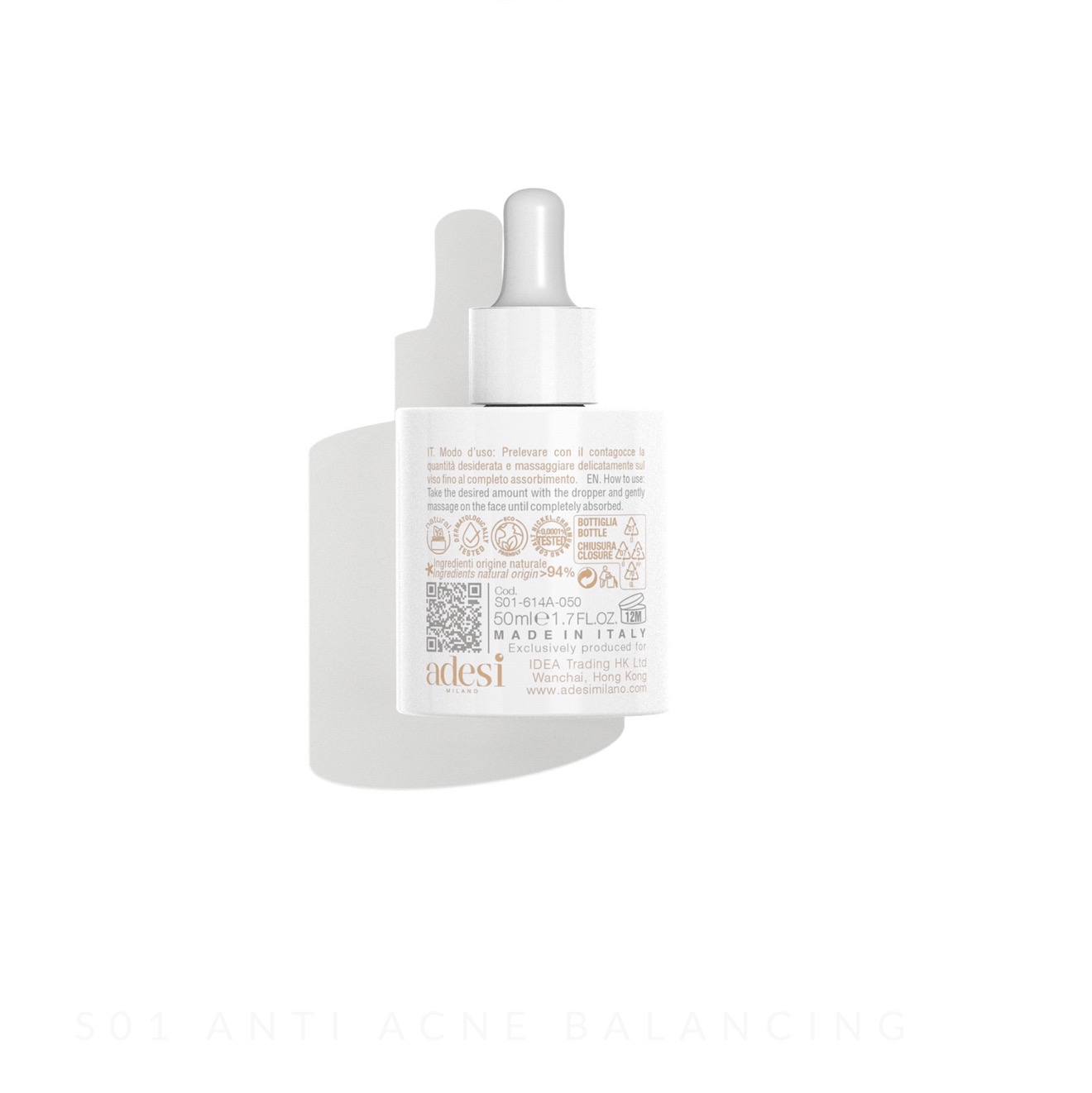 S01 50ml 抗痘平衡精華 adesi 意大利🇮🇹貴婦級天然有機品牌 【於直播優惠期內購買 S01抗痘平衡精華/ S02 強效美白精華／C01  24小時抗老緊緻面霜 / C02 天然美白乳霜/ C04 防曬SPF50】 即可用$100加購下列三款產品其中一款 , 購買一支可加購一支 ， 多買加購限額越多