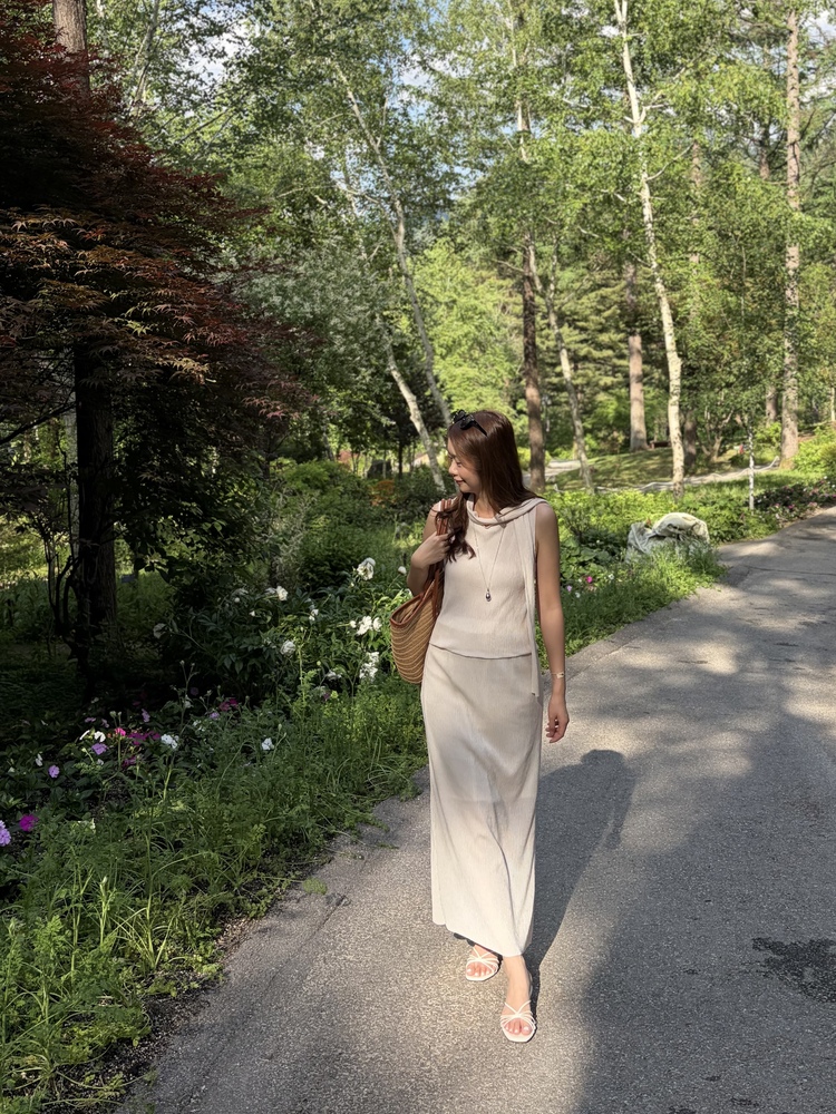 Summer Pleated Scarf Set (Ivory)