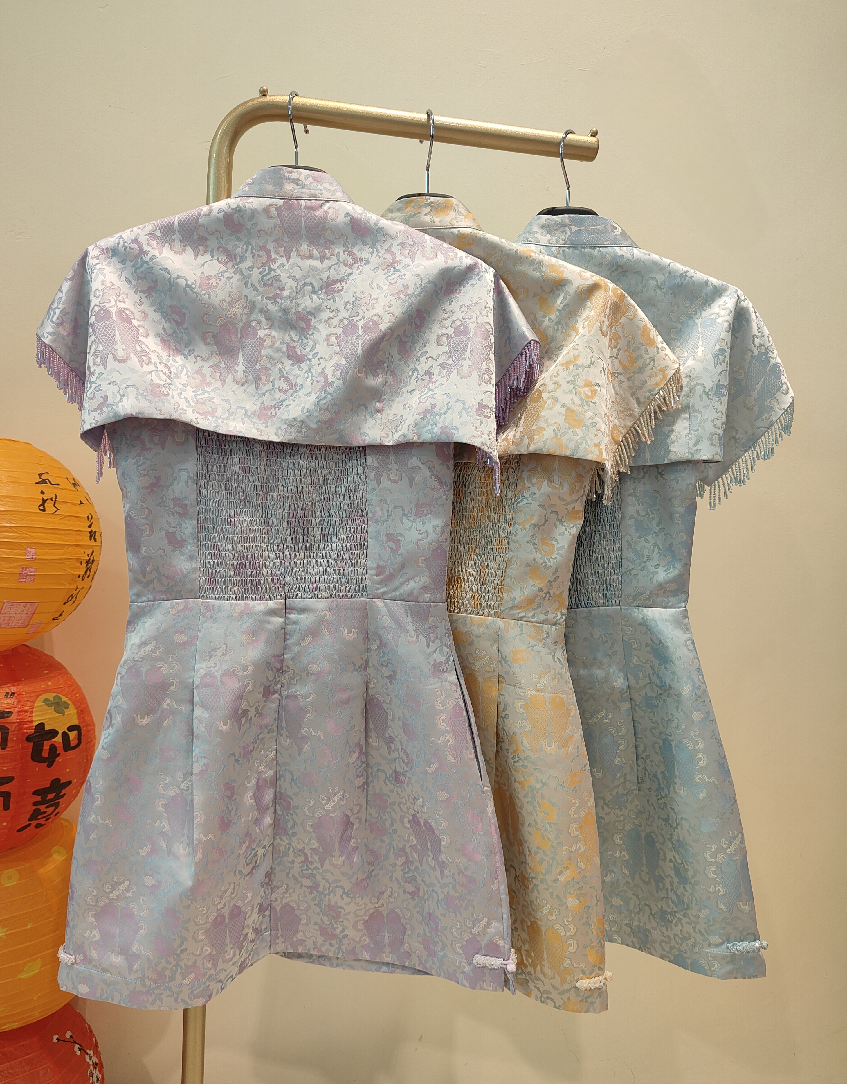 独家精致串珠披肩式旗袍 2132