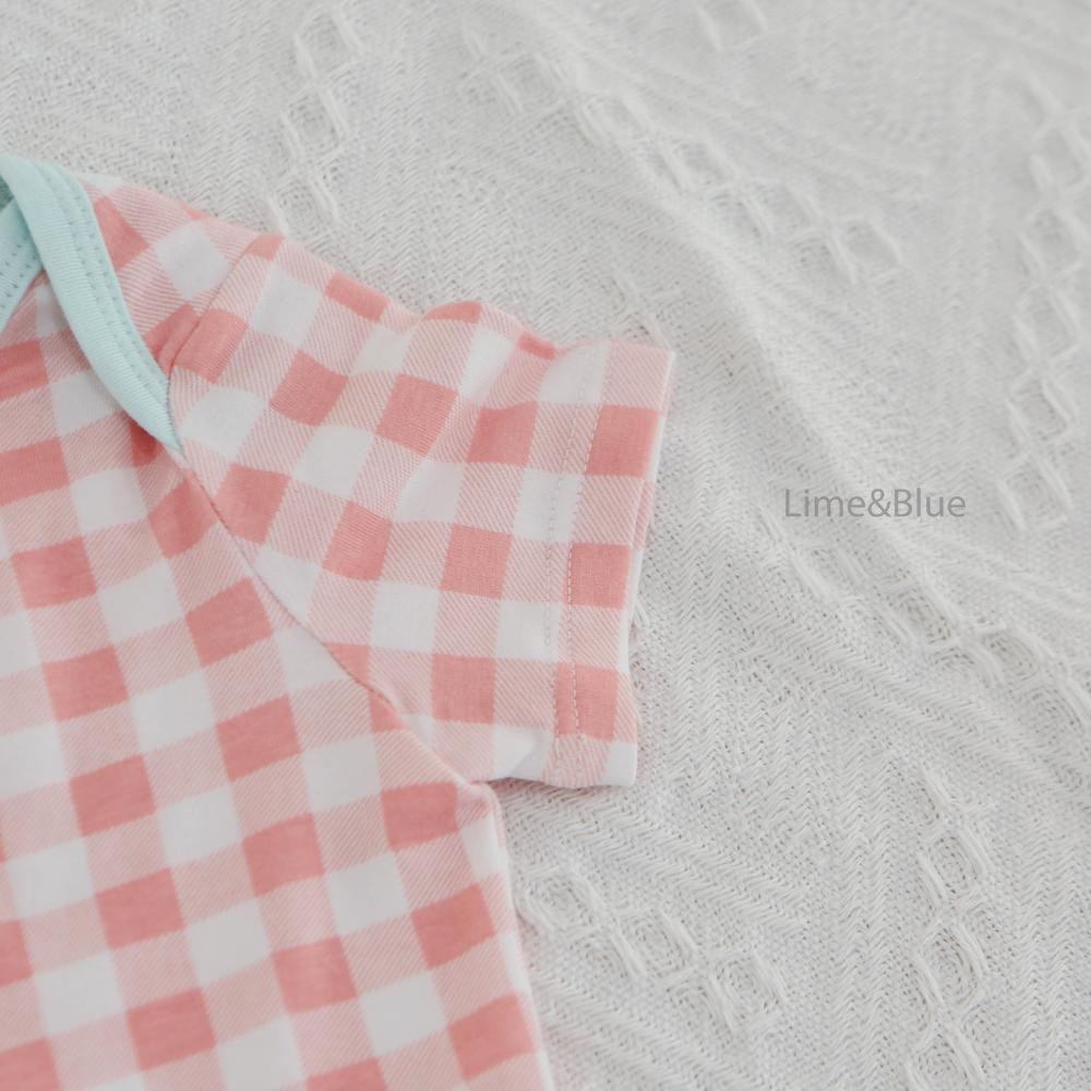 Summer Cracker Check Short-Sleeve Baby Suit