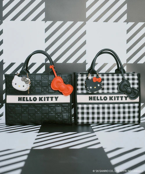 日本預訂📍日本VIS x Hello Kitty別注系列 - 格紋手袋連鏡子吊飾 不包郵