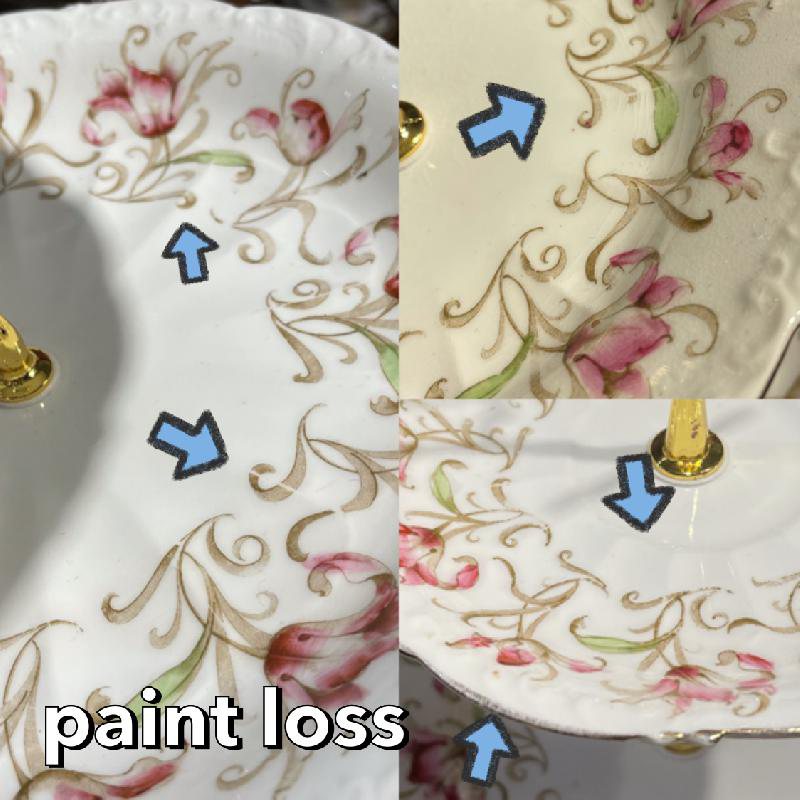 Vintage Pre-1960s Chapmans Made In England Hand-painted Floral Three Tiered Afternoon Tea Stand (EA1615)