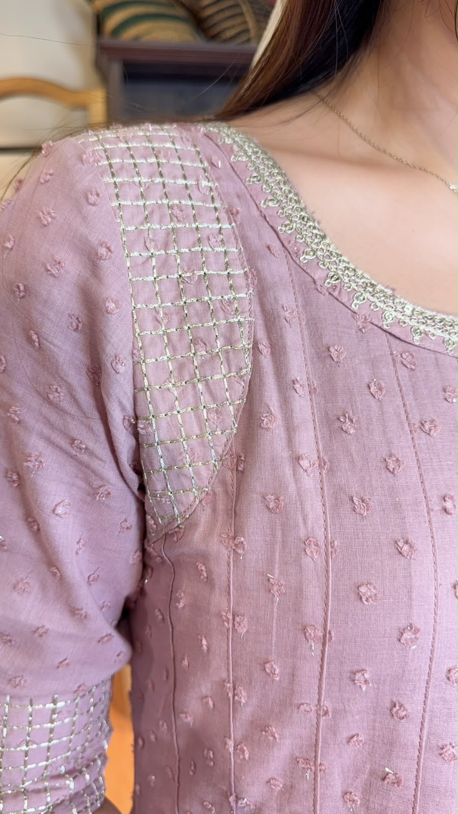 3539 Dried Rose Plain Color Pleated Chest OP 49"