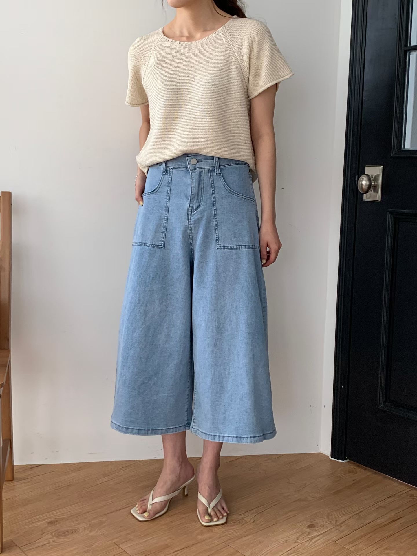 CT29 後橡筋腰半截A字裙褲