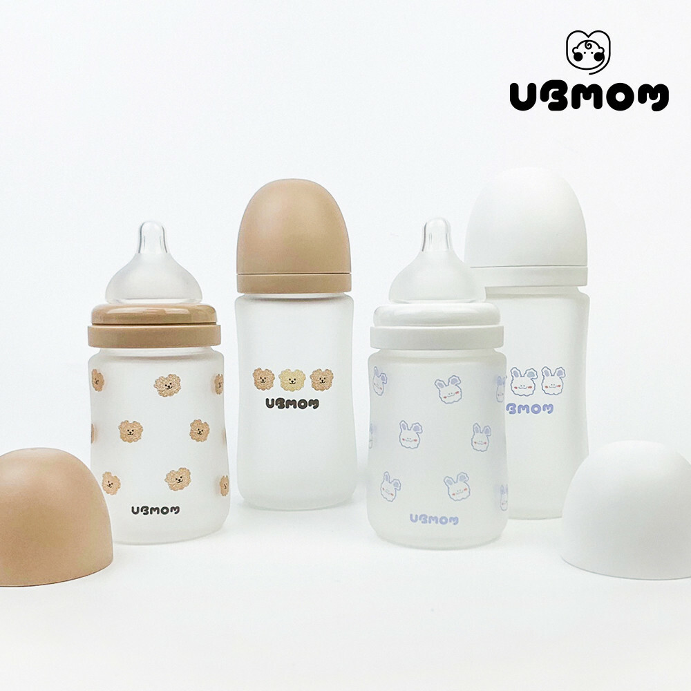 UBMOM 矽膠玻璃奶瓶（含自選尺寸矽膠奶嘴頭2個）