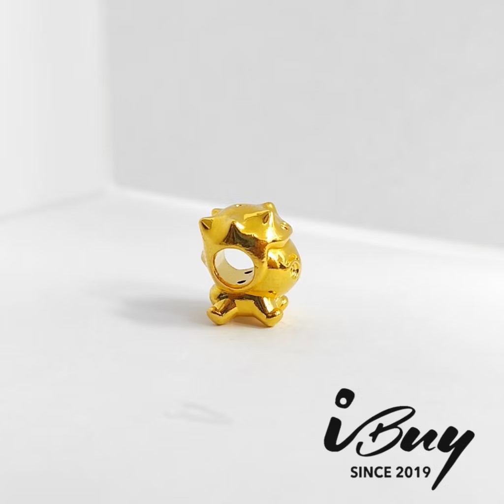 916 GOLD DINOSAUR CRAYON SHIN-CHAN CHARM BEAD 916金 恐龙蜡笔小新串咀