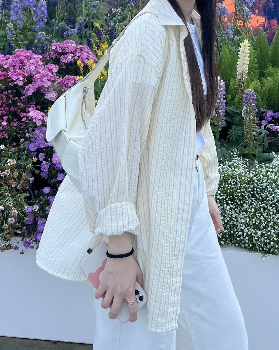 檸檬皺皺條紋恤衫 免熨