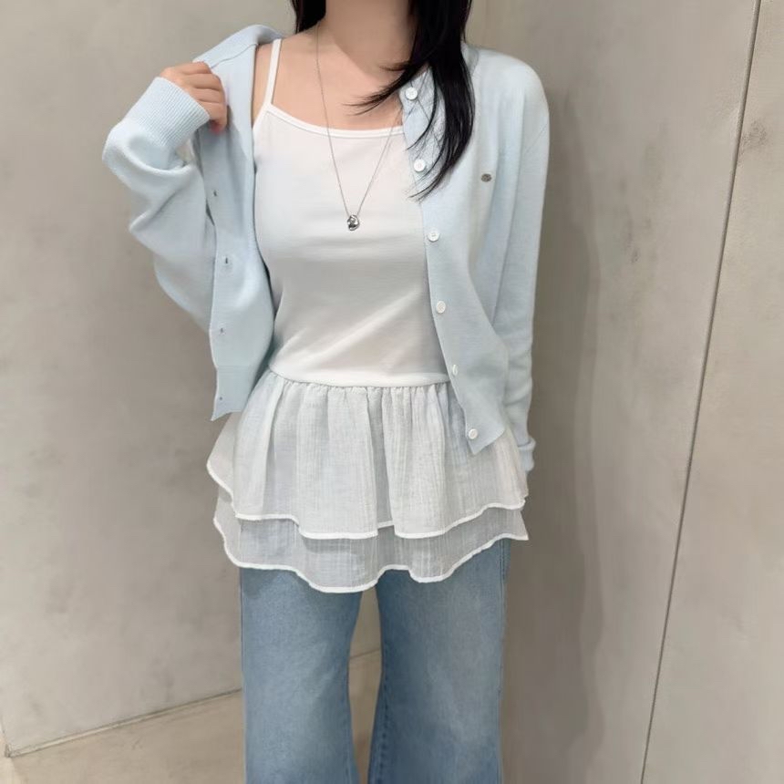 HA21 荷葉邊吊帶Top 