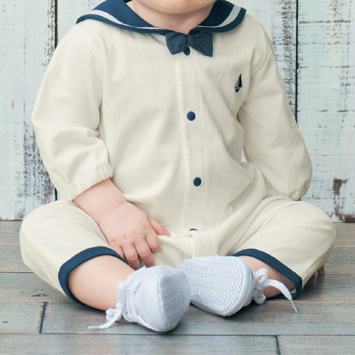 🇯🇵預訂 日本直送🇯🇵兩色水手領帆船刺繡長袖開襟連身服