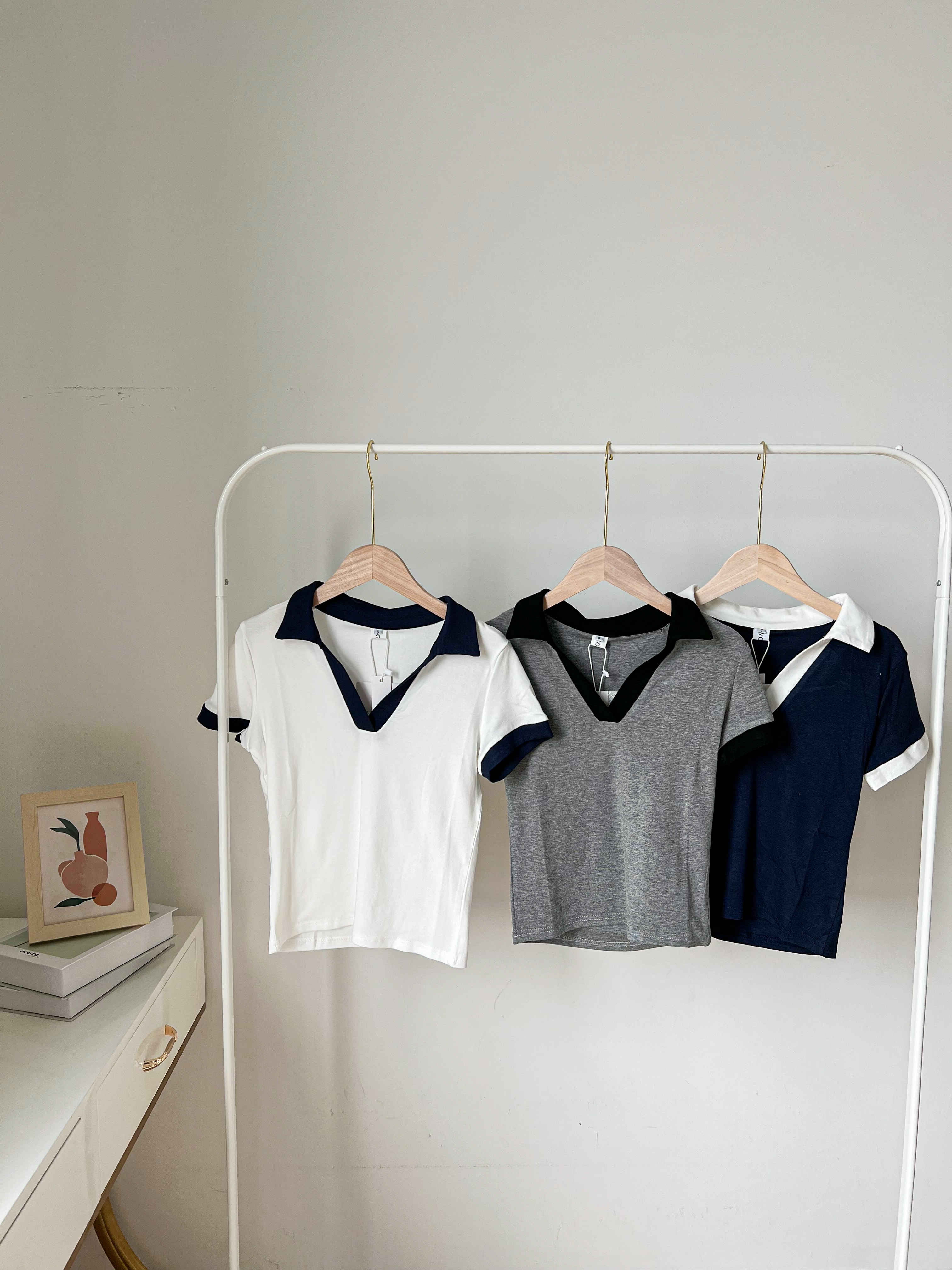 Casual Polo T-shirt 休闲翻领撞色Polo T恤 ( 3 colour )