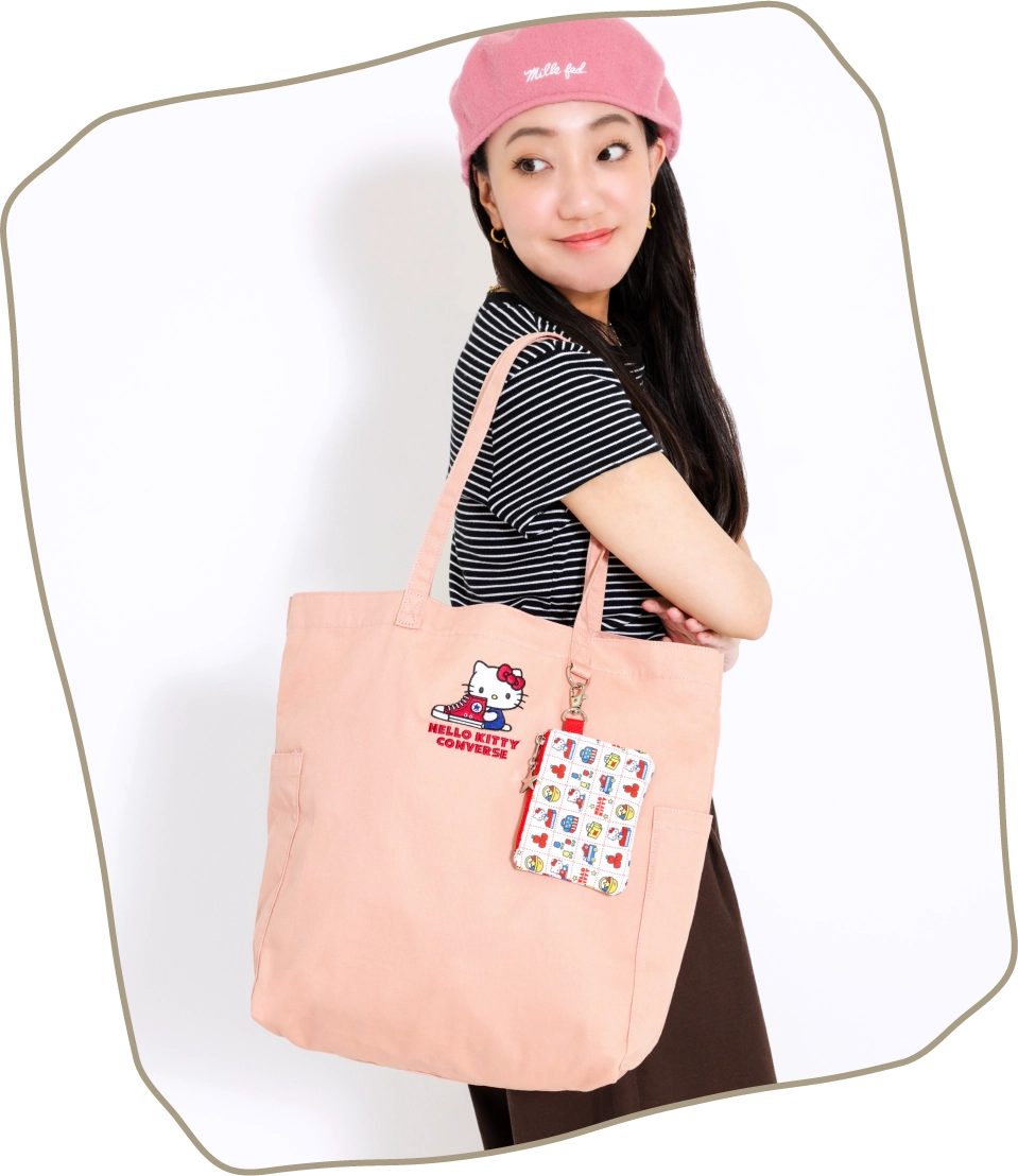 日本預訂📍日本限定Hello Kitty x Converse系列第二彈 - Tote Bag連拉鏈袋仔 不包郵