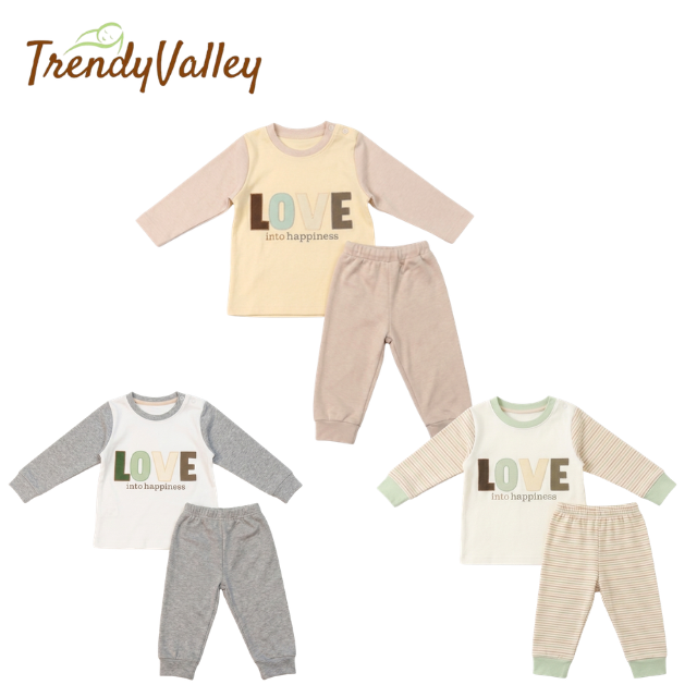 Trendyvalley Organic Cotton Baby Pajamas ( LOVE INTO HAPPINESS)