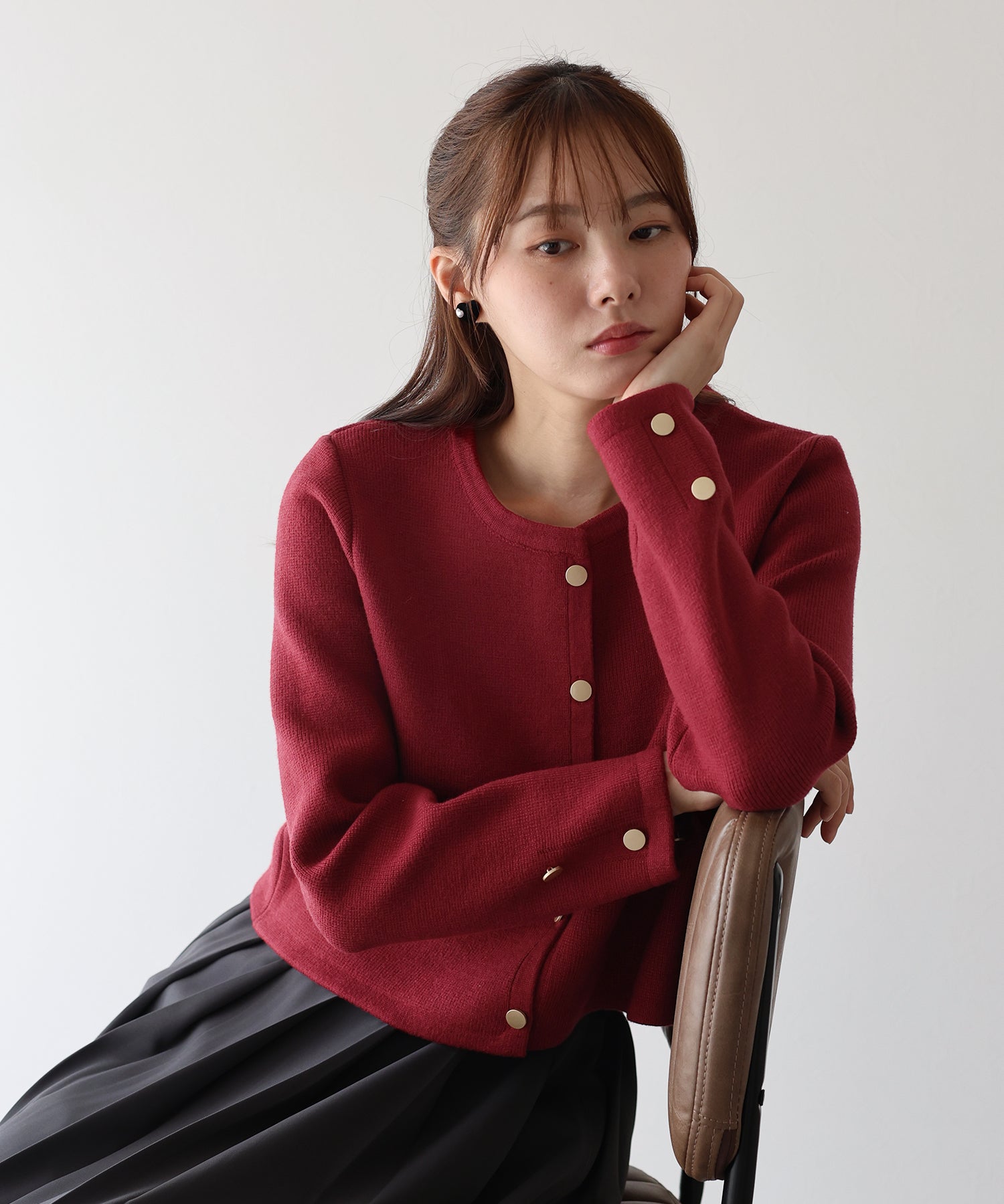 <JP> 輕奢風Gold Button Knit Jacket * 9色入 <預購>