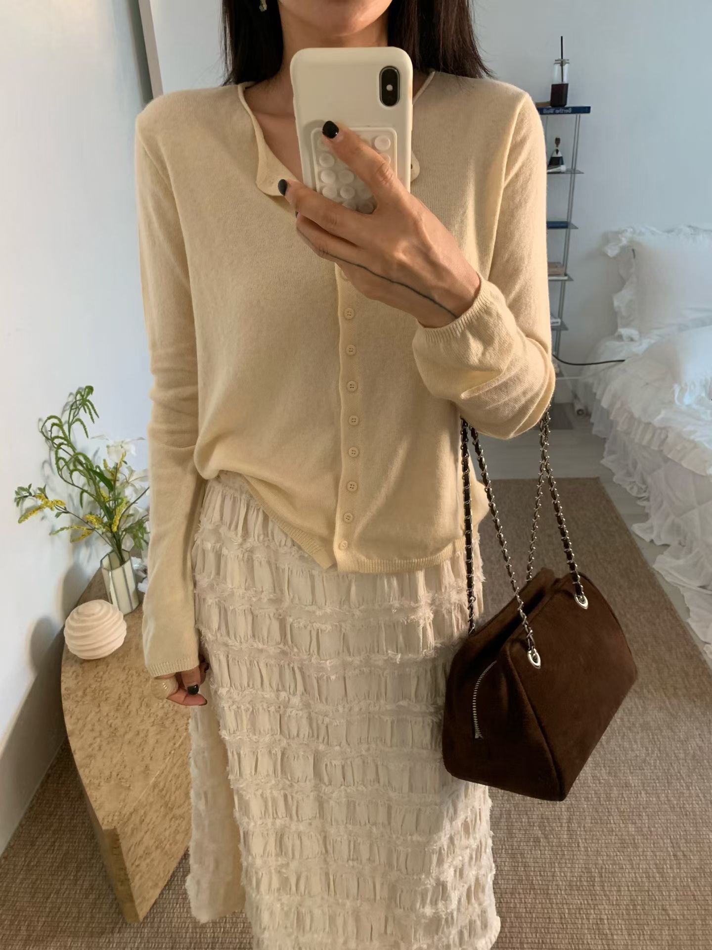 皮穿鏈子Suede Chain Handbag