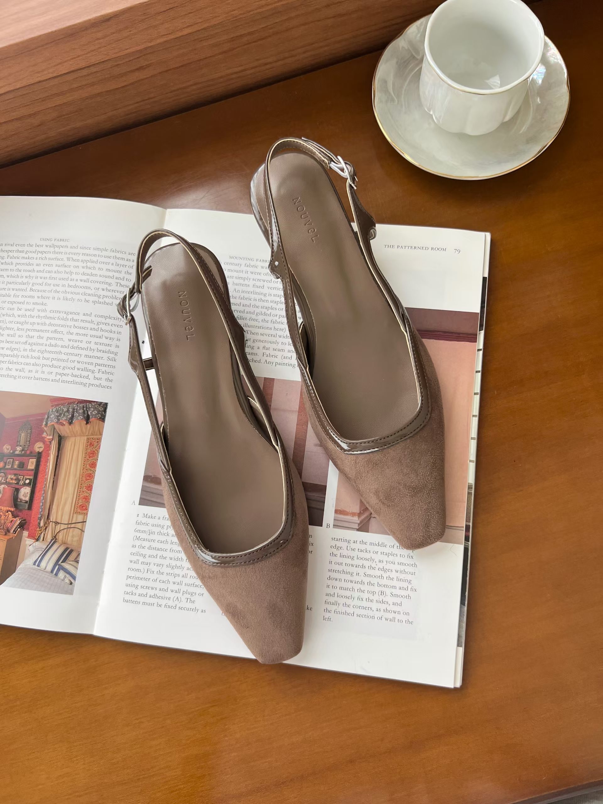 ♥︎秋冬絨面Slingback pumps (踭高4cm)