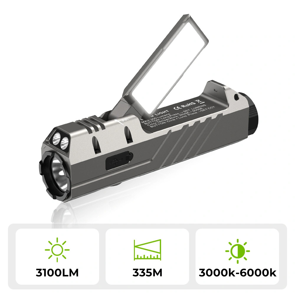 【新品上市】Wurkkos HD05 折疊式四合一 EDC 手電筒（聚光燈/泛光/紅光/紫外線），3100流明，射程335米，可旋轉180°翼狀泛光燈（3000–6000K）