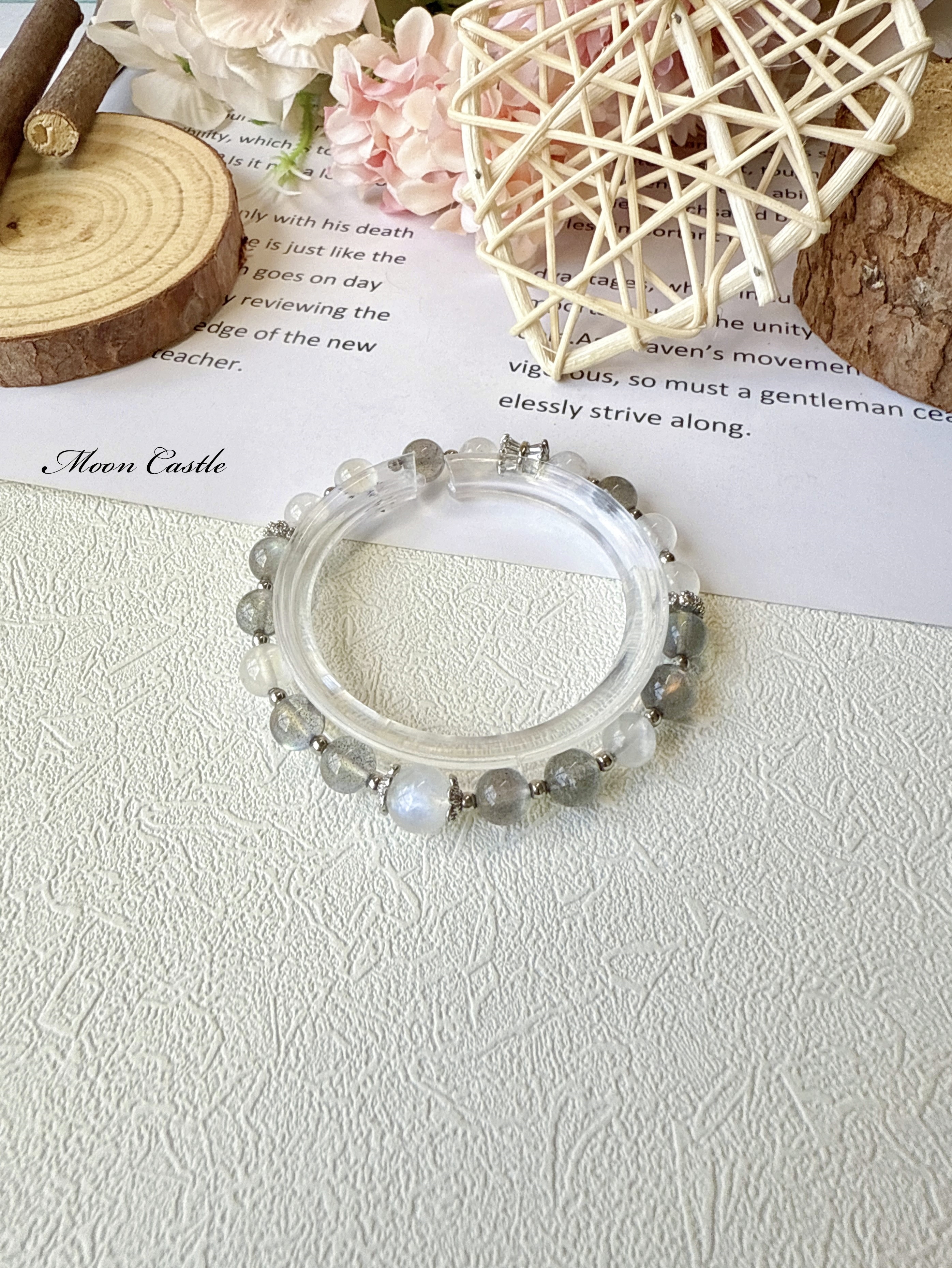 藍月光x灰拉長石(彩光)手鏈