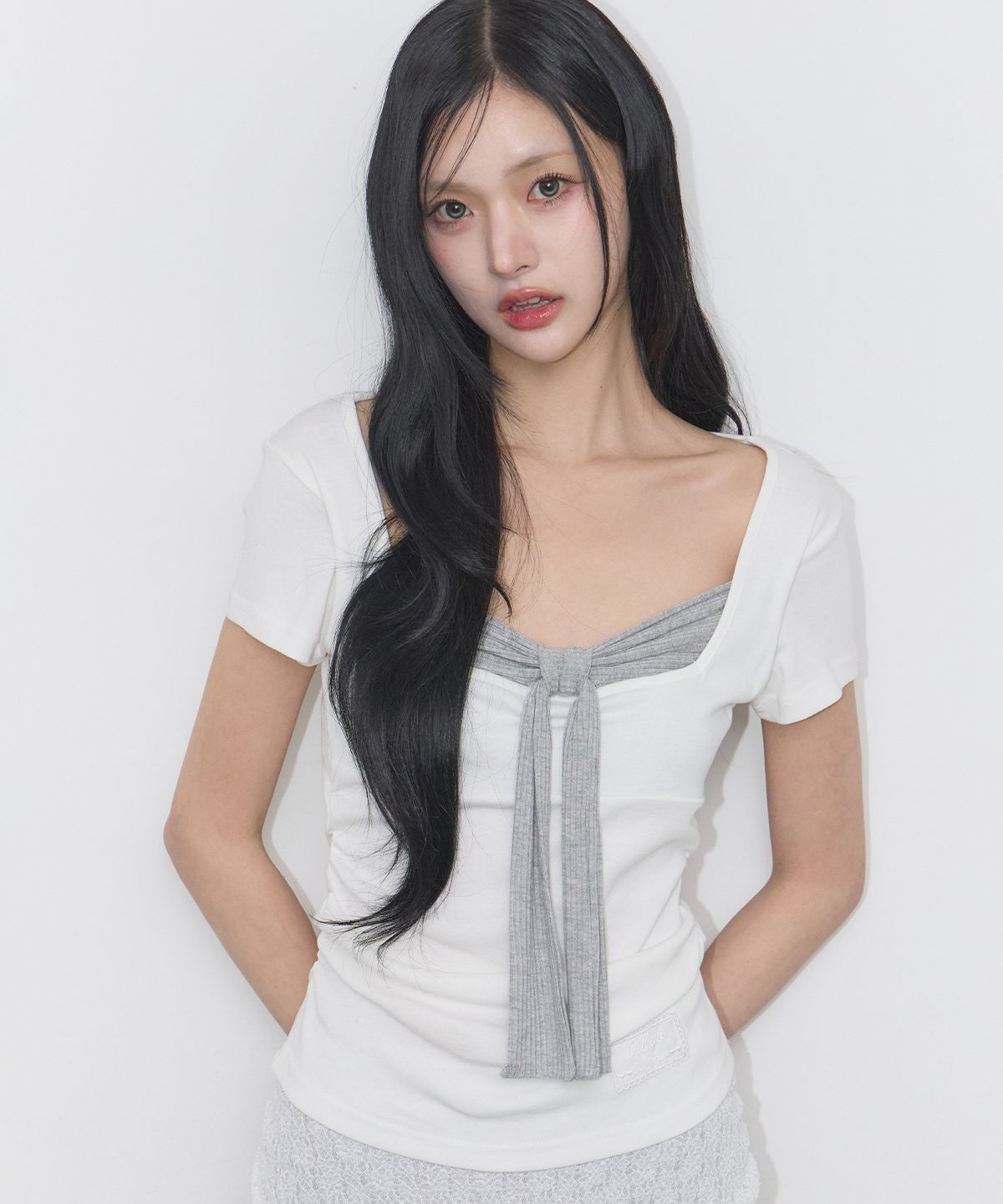 🇰🇷訂購｜ILLIGO 26SS｜Layered ribbon tie T-shirt 4色 