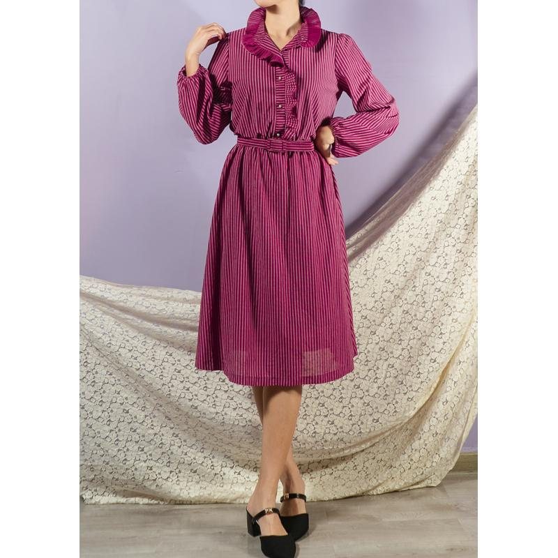 Vintage 1980s American Brand "Jackie O" Two Way Pie-Crust Collar Day Dress with Original Belt(BG050)