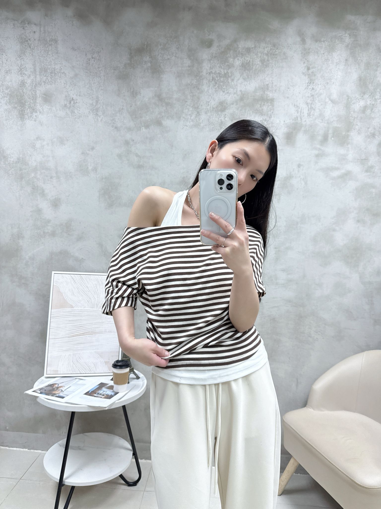 C08 假兩件橫間Top