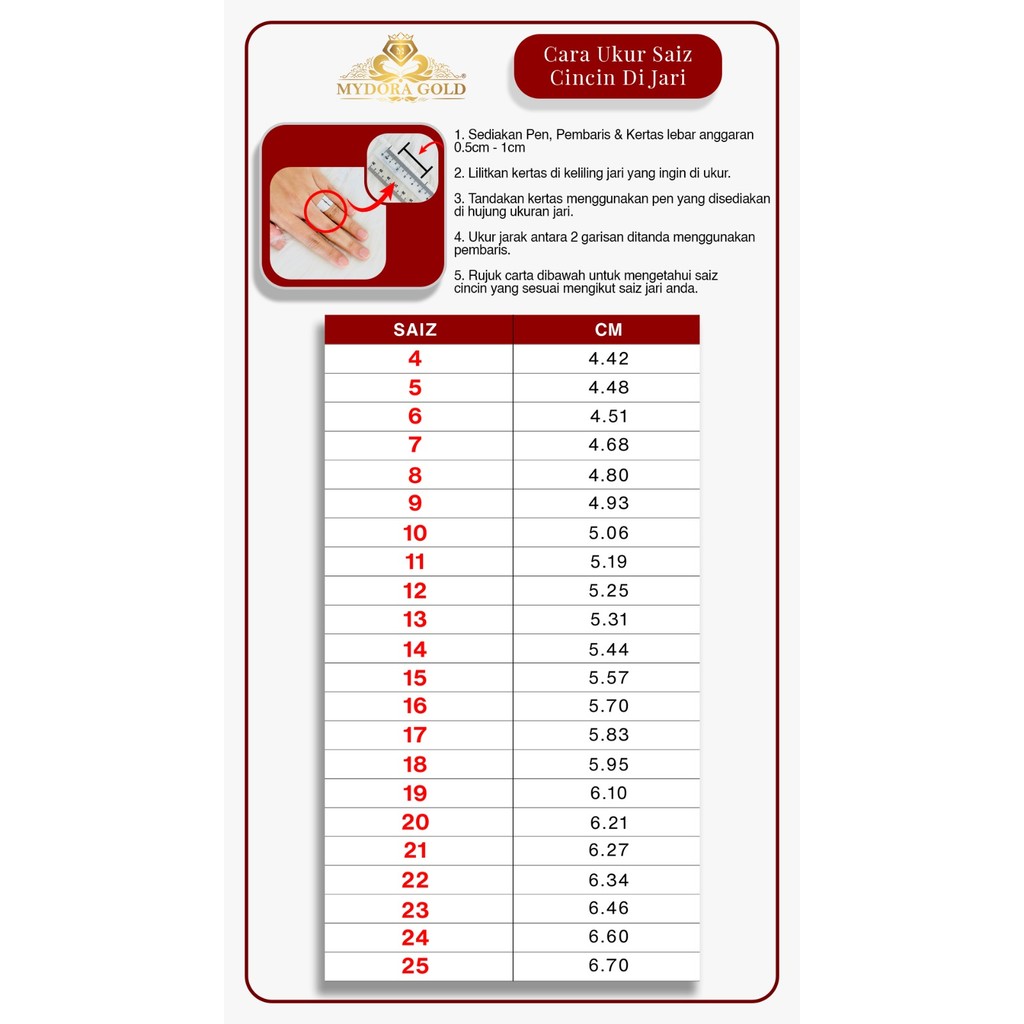 MYDORA Cincin Nabila Pasir 8 Layer (5G) l EMAS 916/22K